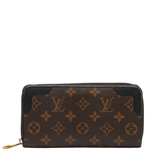 Louis Vuitton Monogram Macassar Zippy Wallet Retiro M61855 Brown PVC Leather