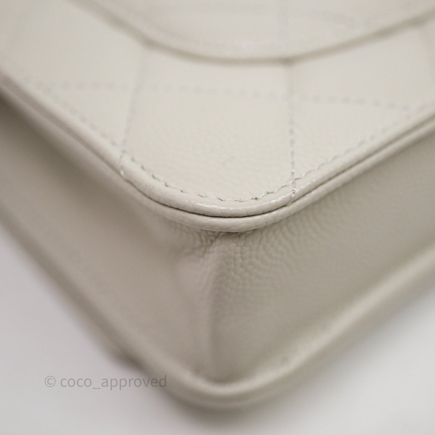 Chanel Quilted Wallet on Chain WOC Light Grey Caviar Gold Hardware 24S