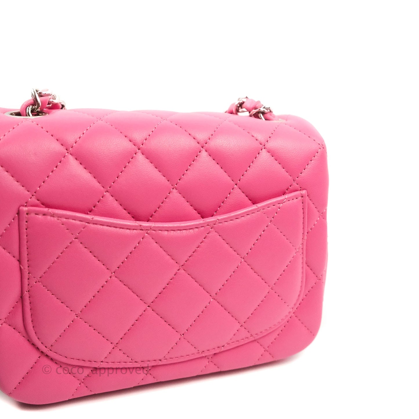 Chanel Classic Quilted Mini Square Flap Pink Lambskin Silver Hardware 19C