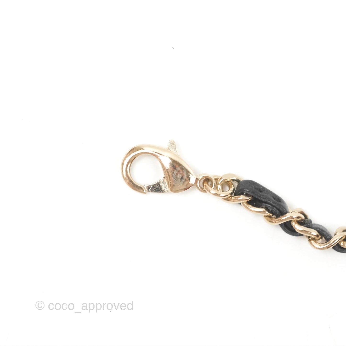 Chanel Crystal CC Black Leather Chain Choker Gold Tone 21B