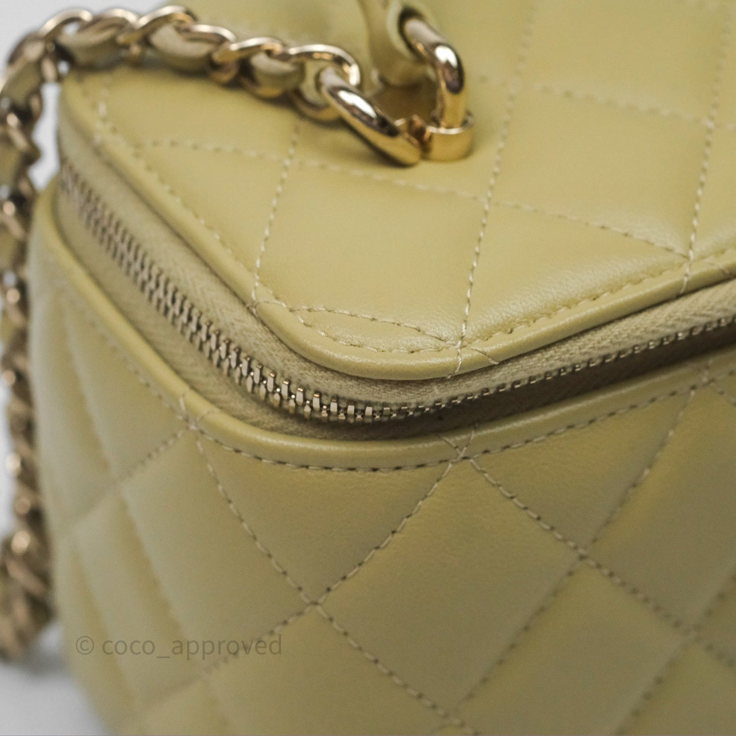 Chanel Top Handle Vanity with Chain Olive Green Lambskin Aged Gold Hardware