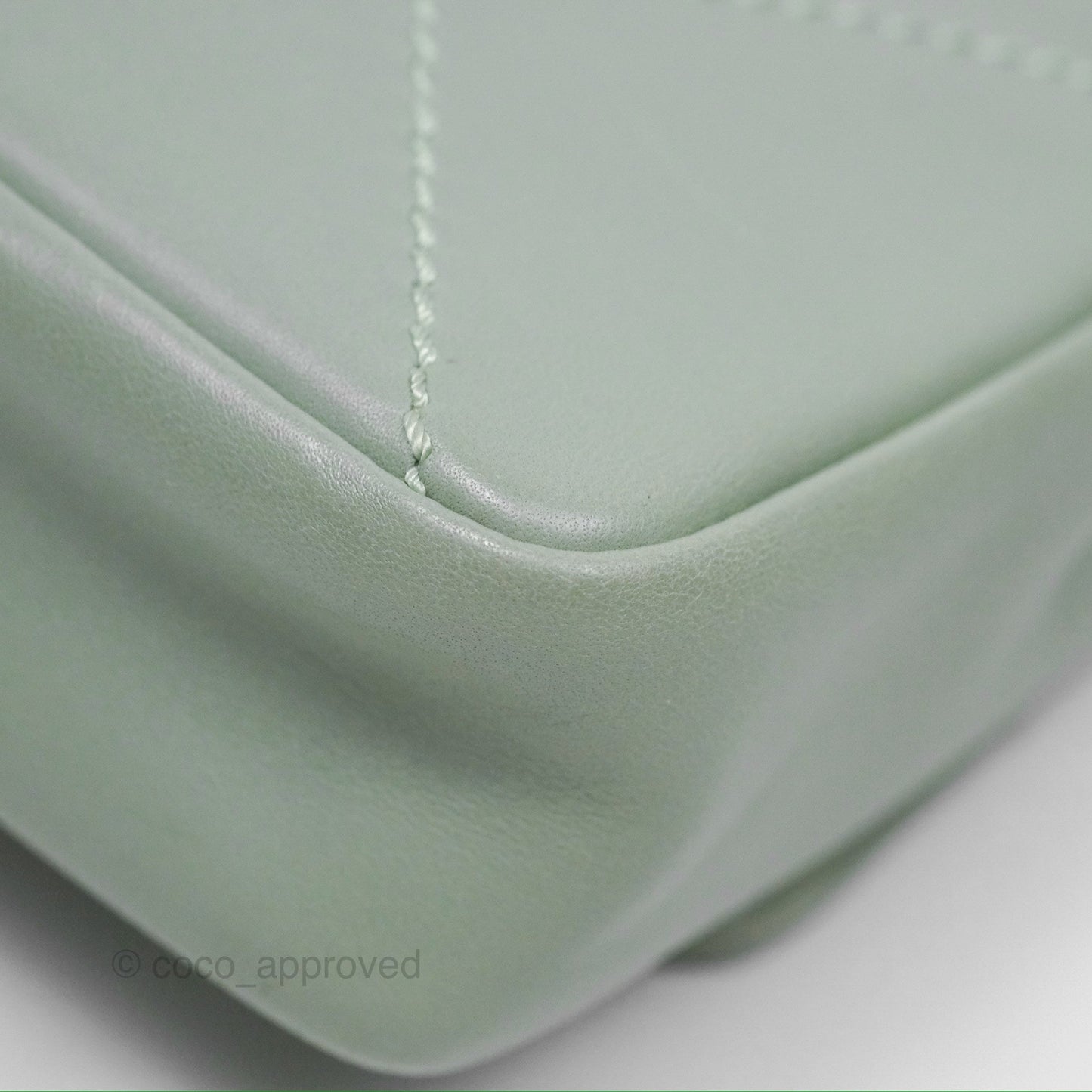 Chanel CC East West Flap Bag Lambskin Mint Green Silver Hardware