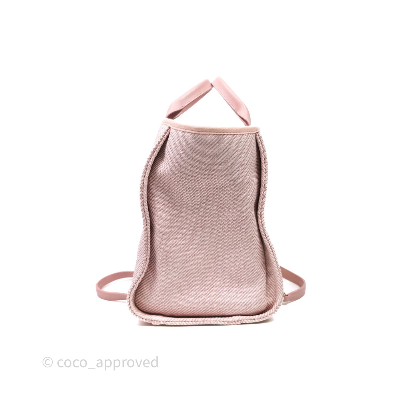 Chanel Large Deauville Tote Pink Canvas Gold Hardware