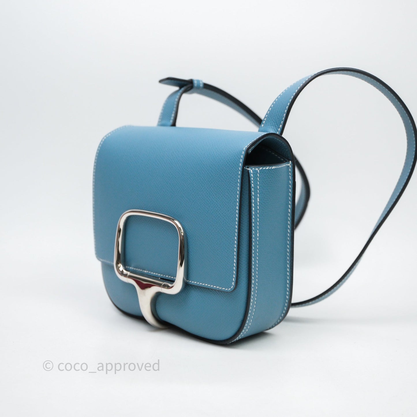 Hermès Della Cavalleria Mini II Bag 18 New Bleu Jean 75 Epsom Palladium Hardware