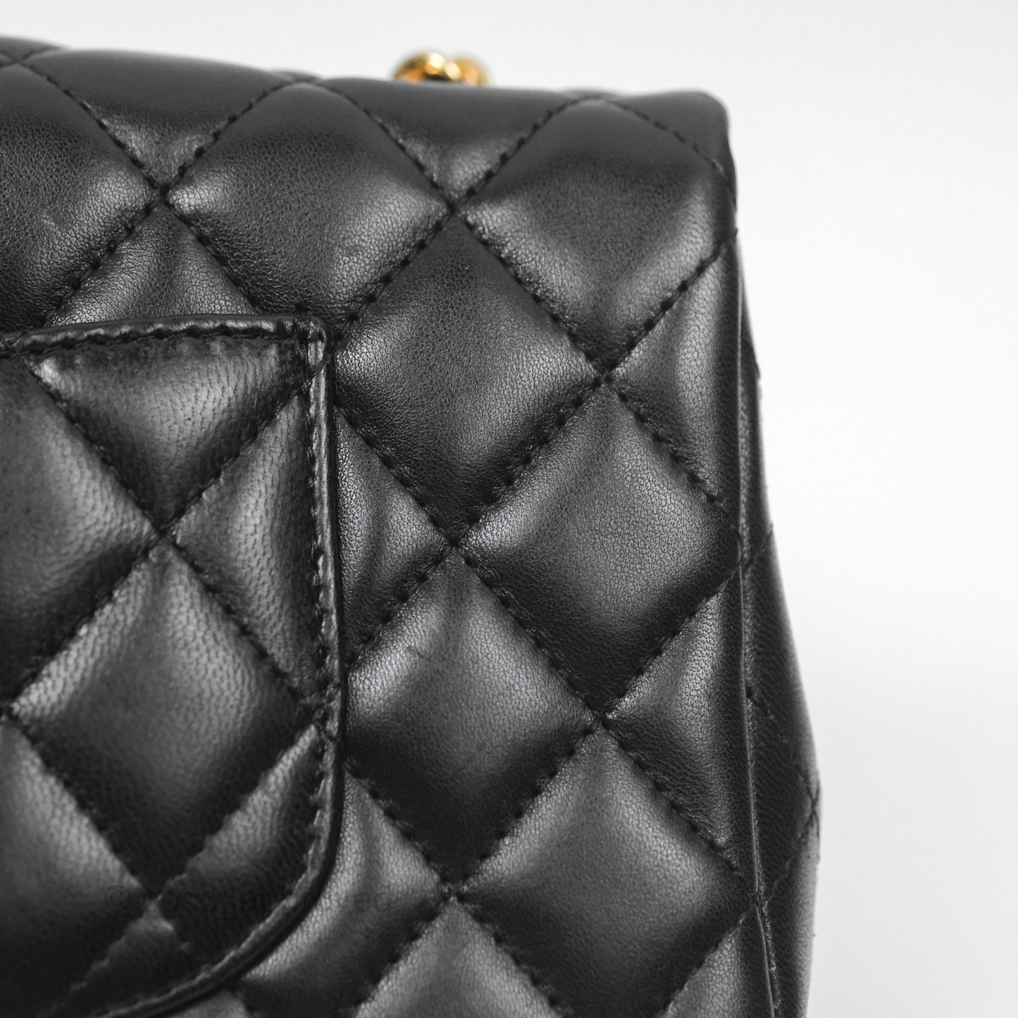 Chanel Quilted East West Flap Bag Black Lambskin Gold Hardware