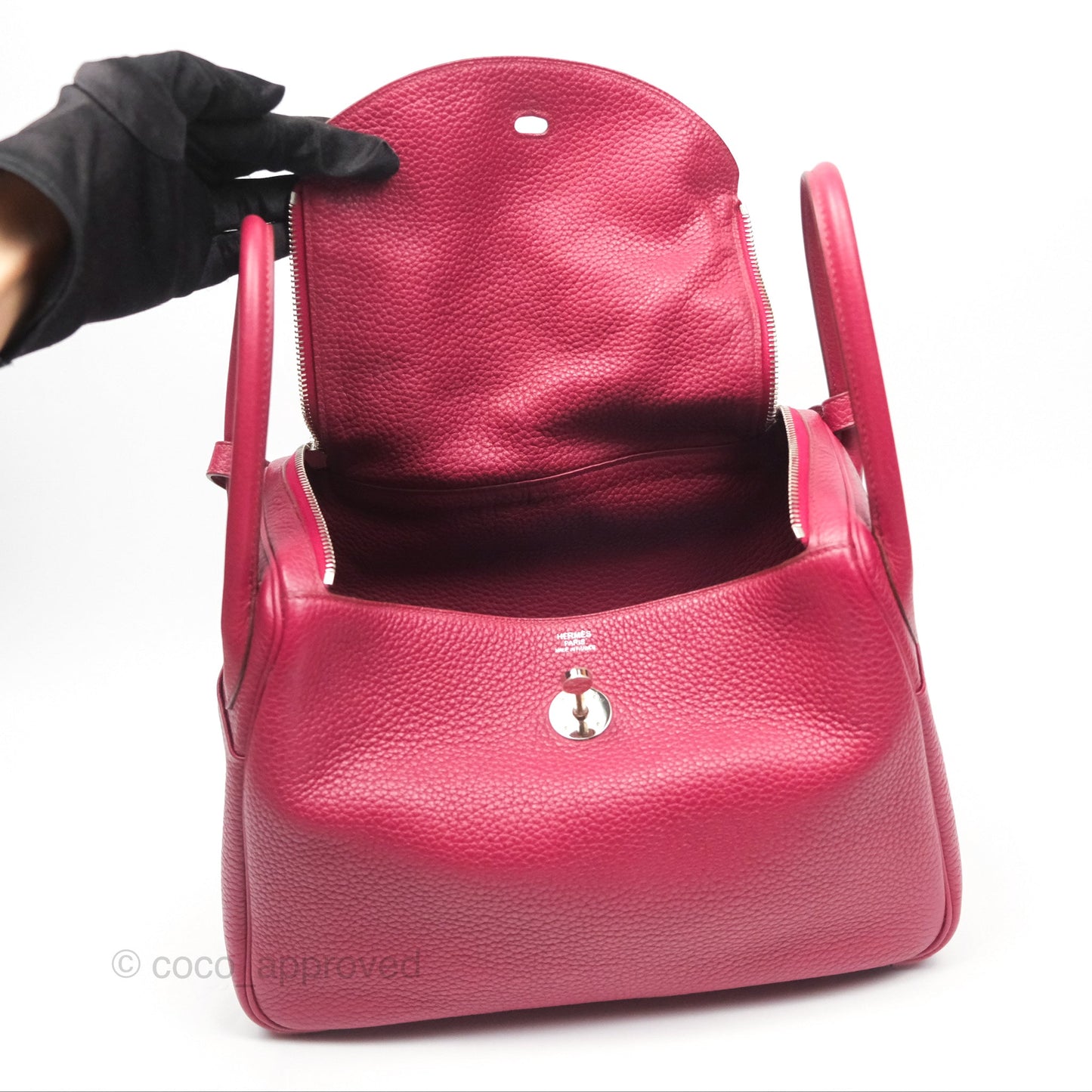 Hermès Lindy 30 Rubis Clemence Palladium Hardware