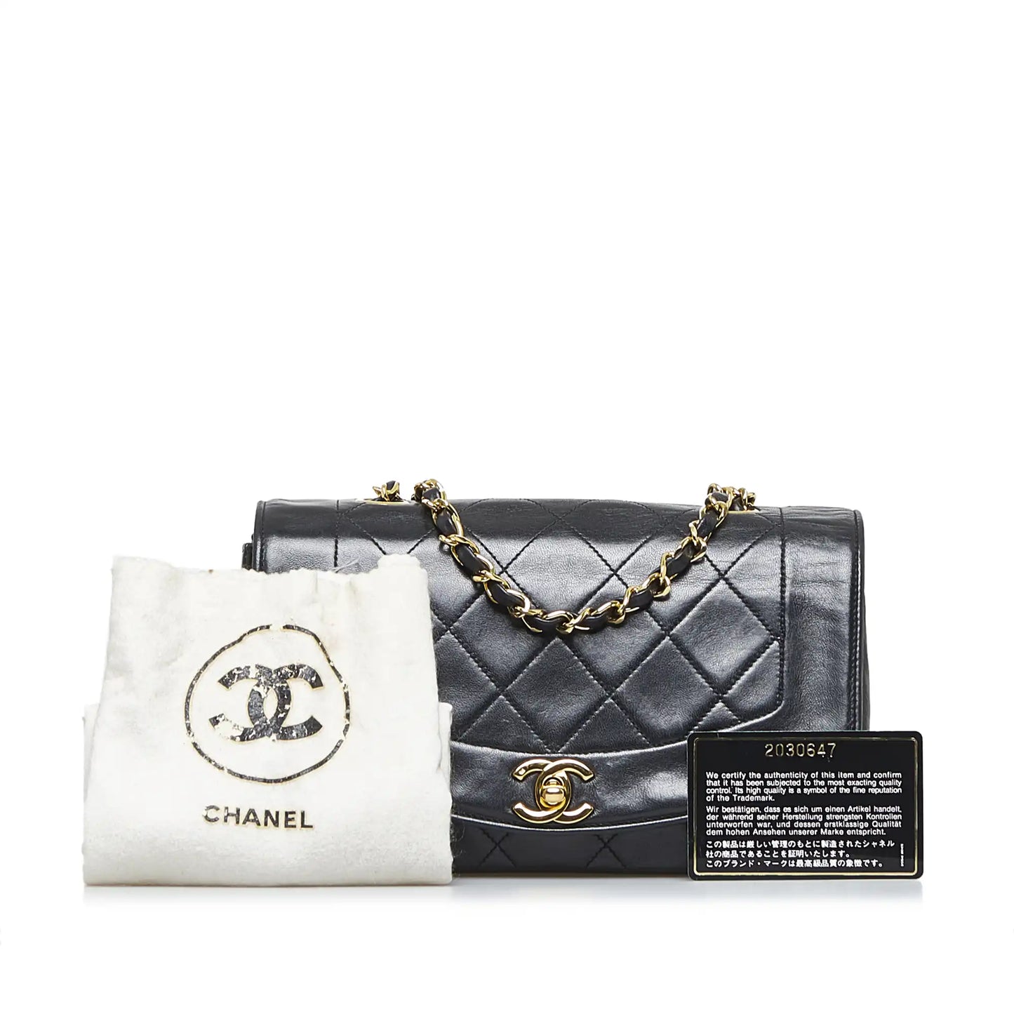 Luxury Chanel Diana Medium Black Lambskin Gold