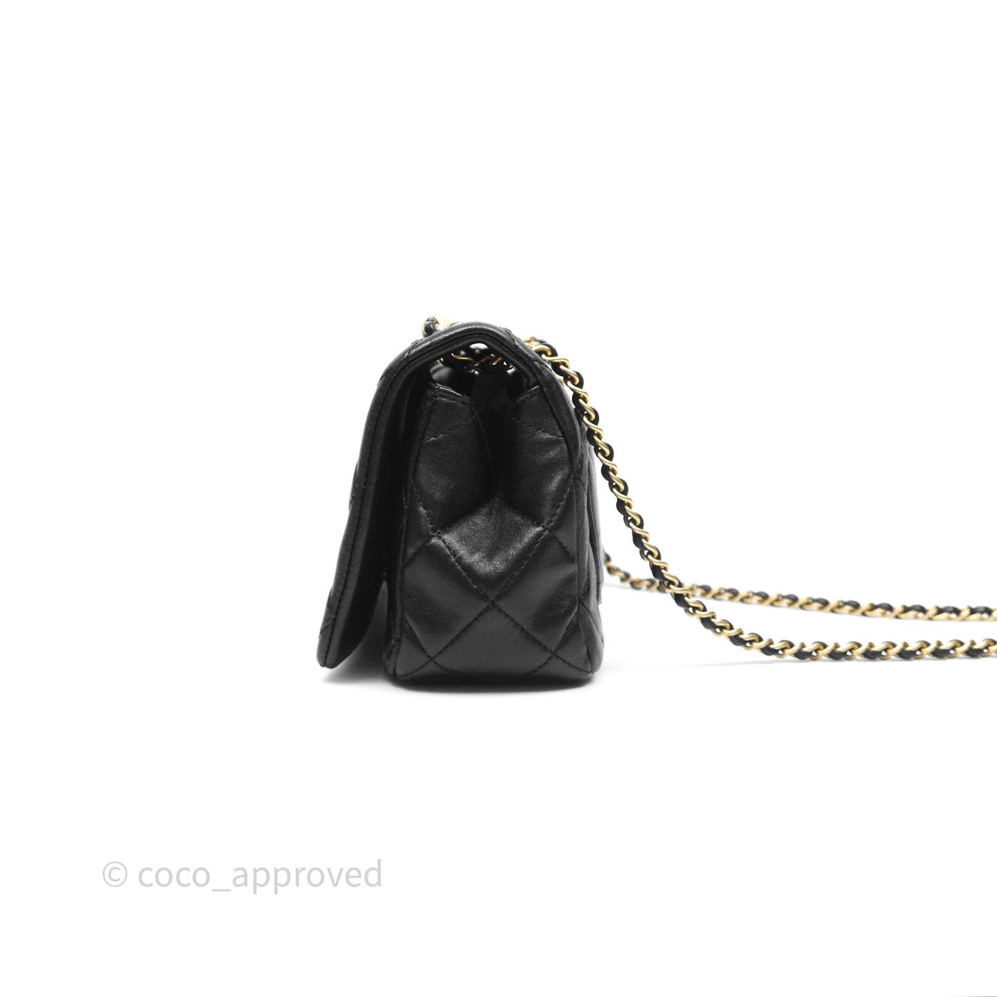 Chanel Flap Bag Black Lambskin Aged Gold Hardware 24P