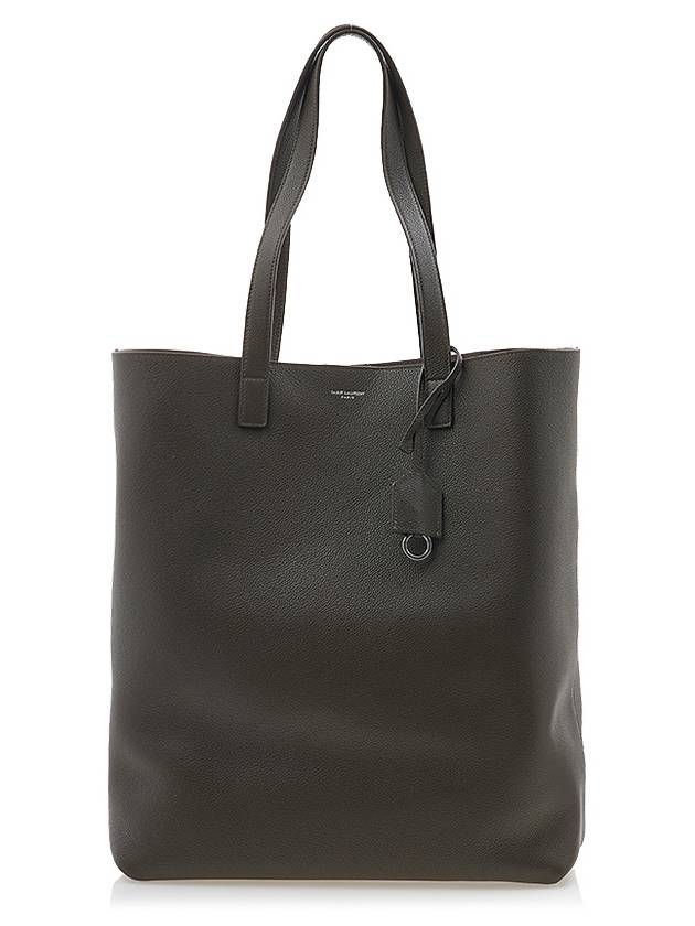 Luxury Saint Laurent Bold Shopping Bag In Grained Leather Dark Khaki
