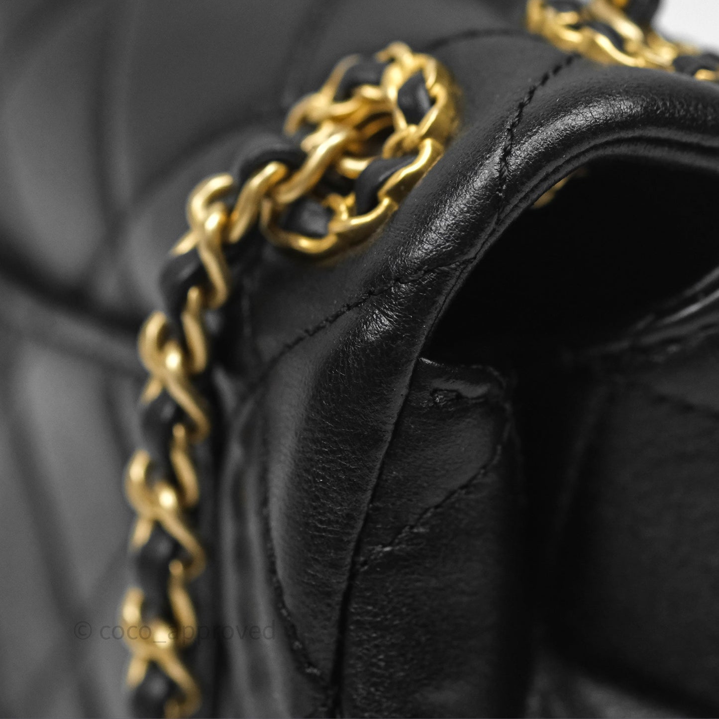 Chanel Flap Bag Black Lambskin Aged Gold Hardware 24P