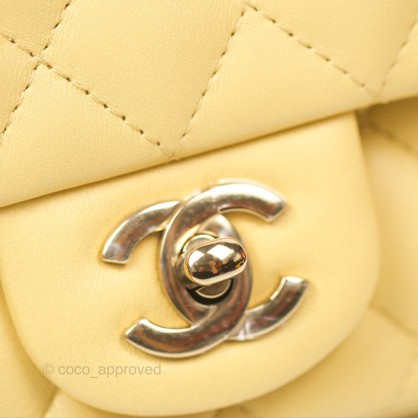 Chanel Quilted Mini Square Yellow Lambskin Gold Hardware
