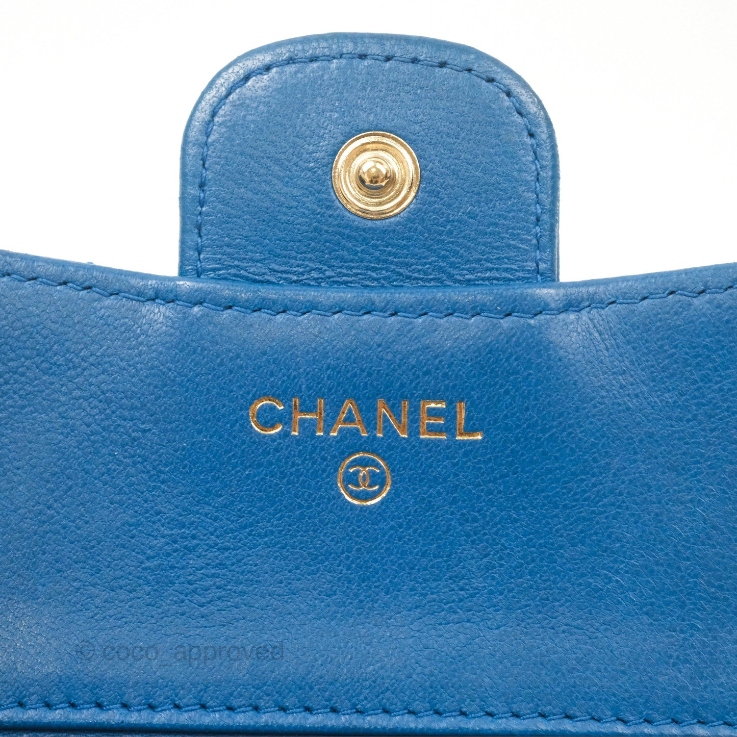Chanel Classic Short Flap Wallet Blue Lambskin Gold Hardware