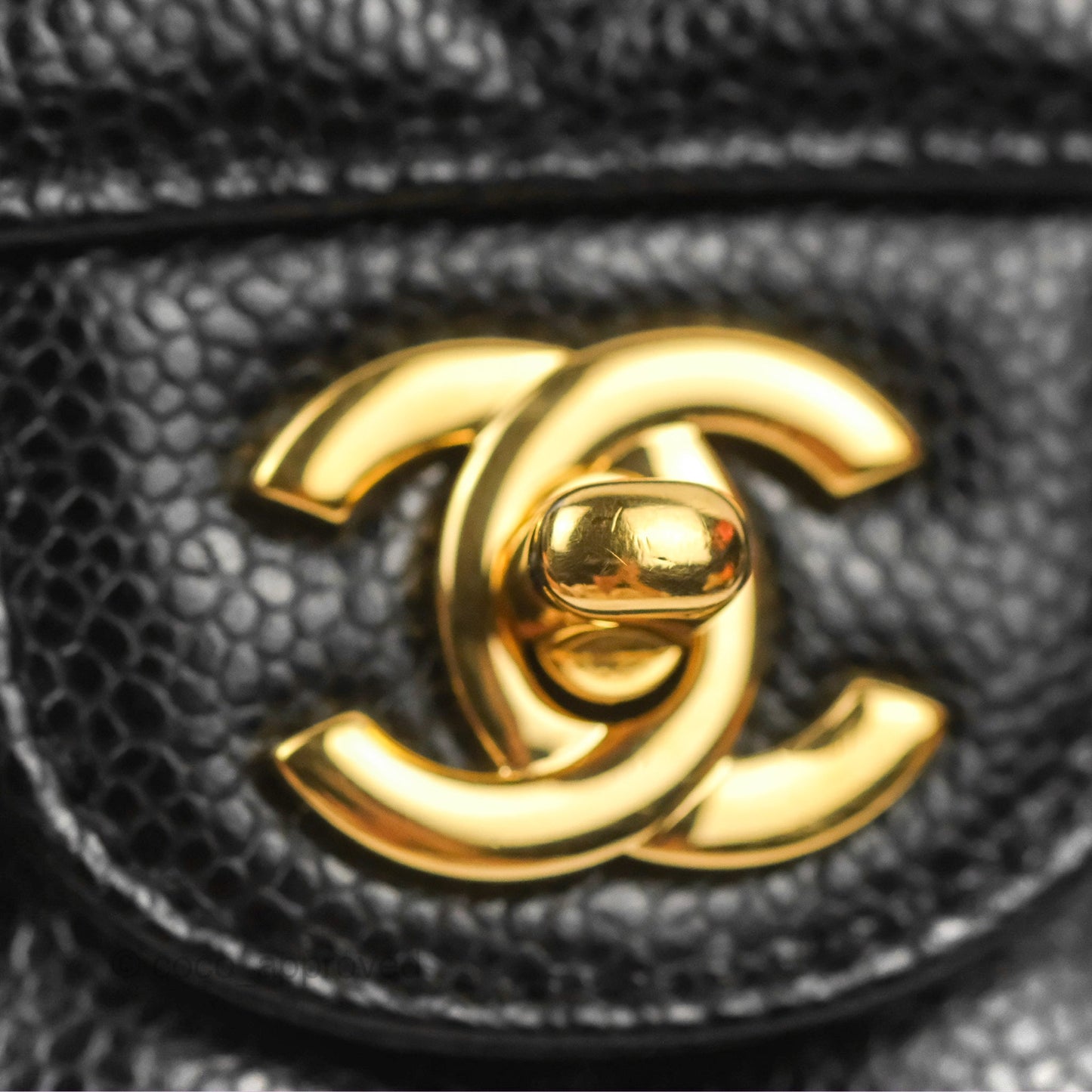 Chanel Classic M/L Medium Double Flap Black Caviar Gold Hardware