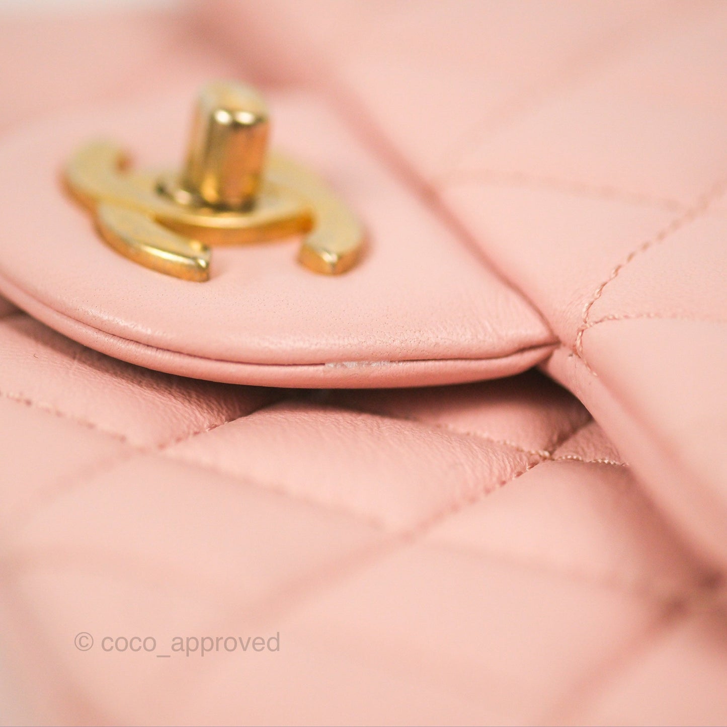Chanel Quilted Mini Square Flap with Camellia Adjustable Chain Pink Clair Lambskin 23S