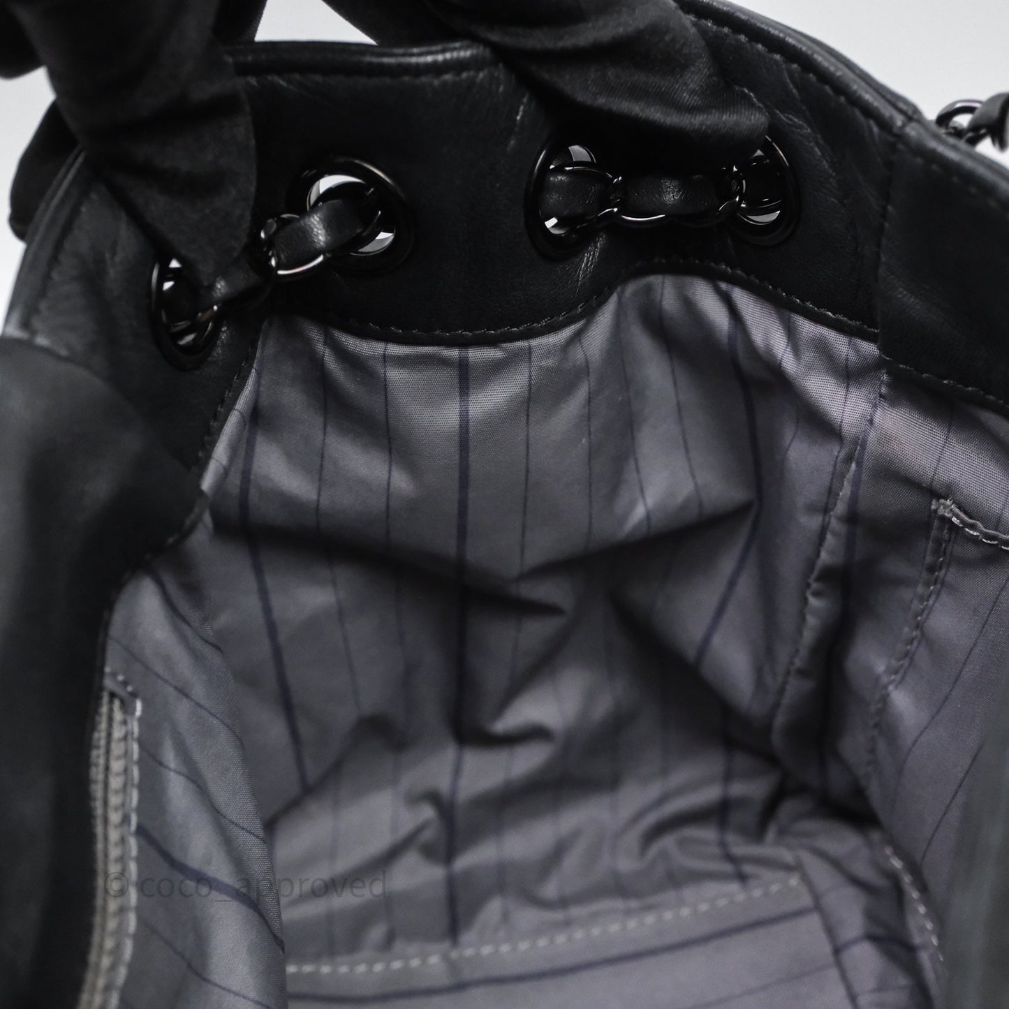 Chanel Lambskin Studded Accordion Black CC Flap Bag So Black Hardware