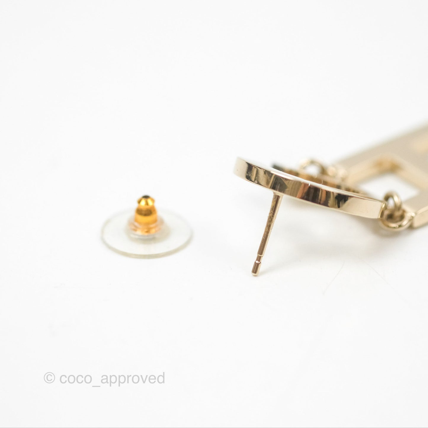 Chanel Letter Cha-Nel Logo Drop Earrings Gold Tone 20V