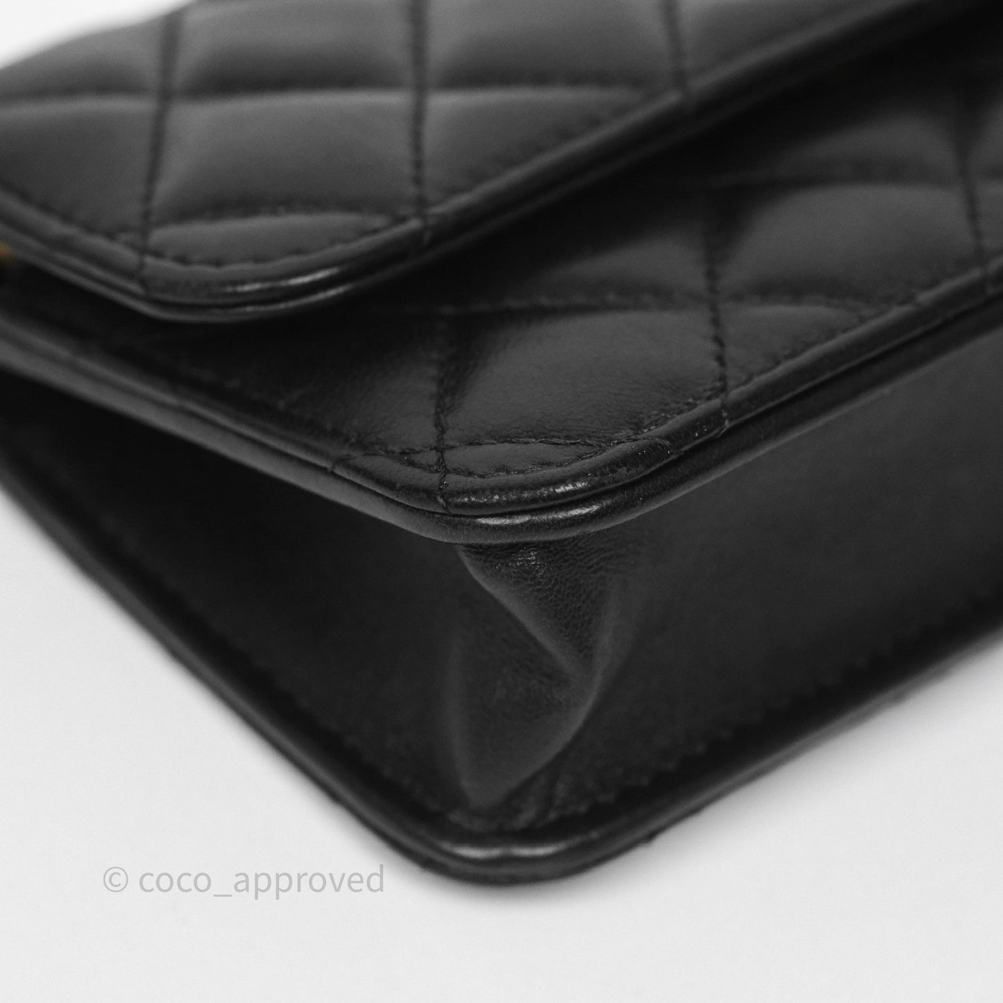 Chanel All Slide Adjustable Chain Phone Holder WOC Black Lambskin
