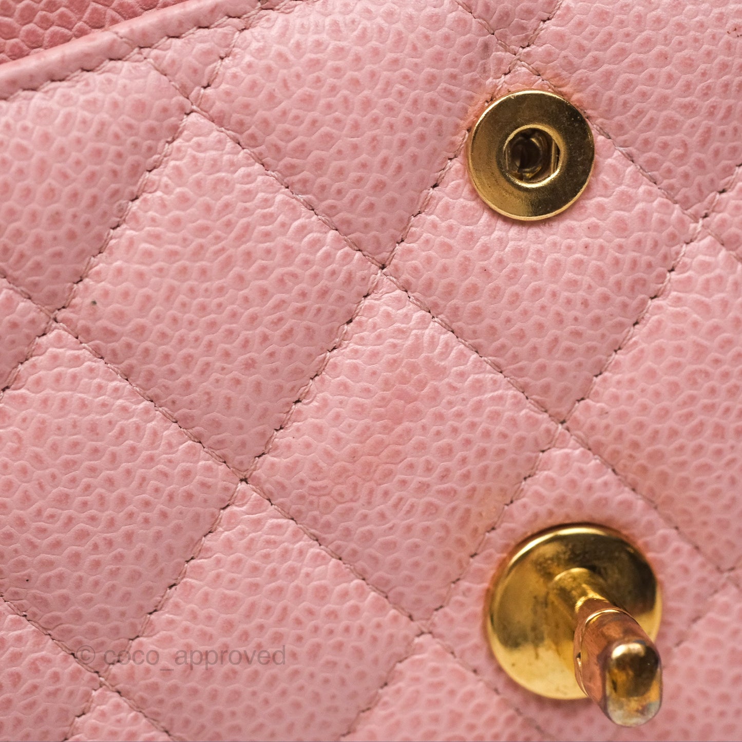 Chanel Vintage Classic M/L Medium Flap Quilted Sakura Pink Caviar 24K Gold Hardware