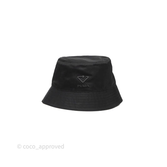Prada Re-Nylon Logo Bucket Hat Black