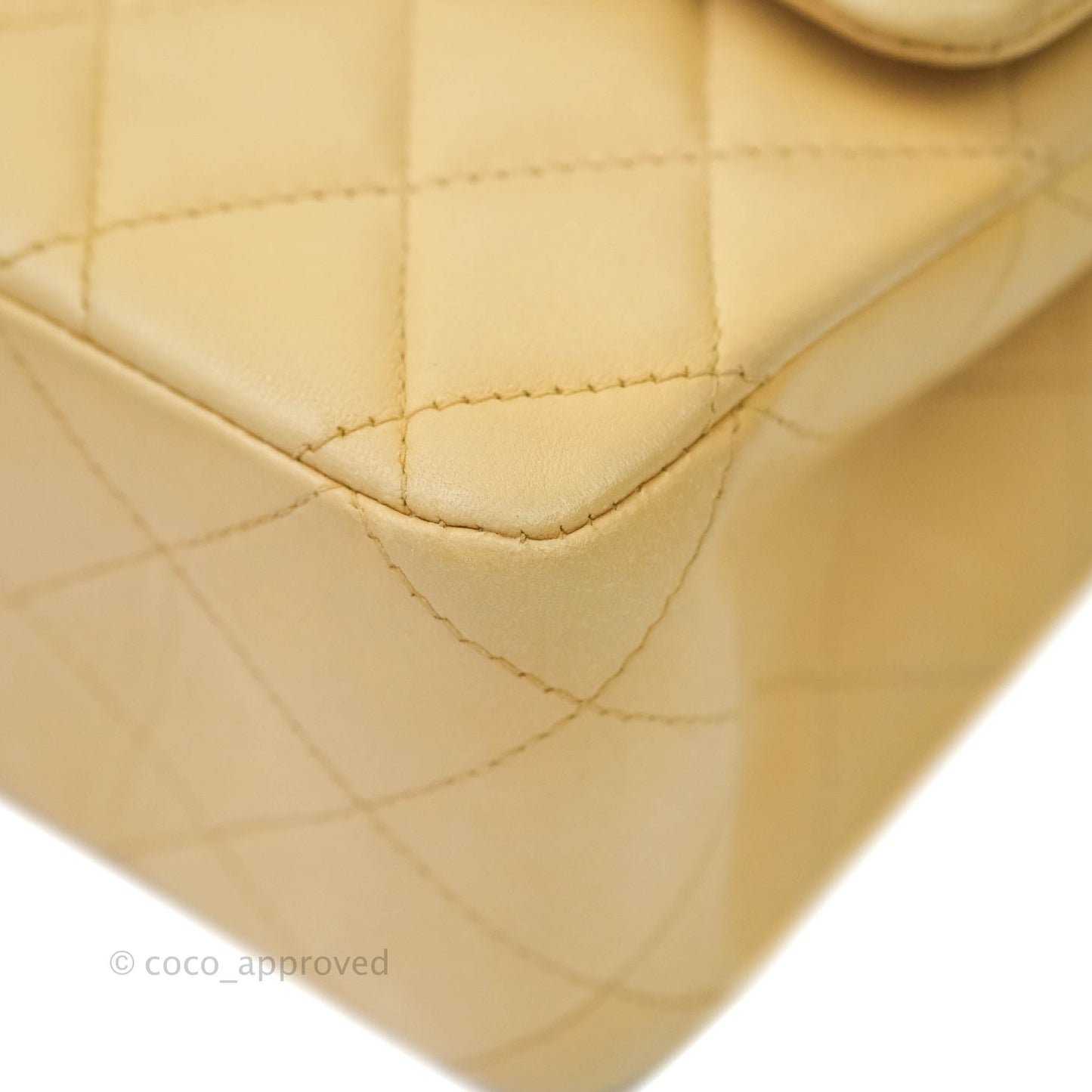 Chanel Vintage M/L Medium Double Flap Bag Beige Lambskin 24K Gold Hardware