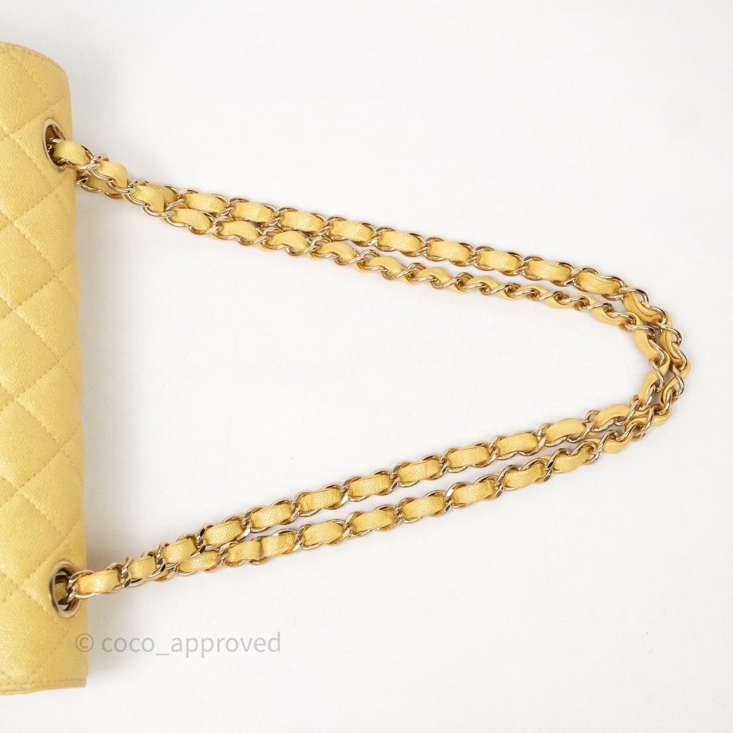Chanel Small Classic Quilted Flap Iridescent Yellow Caviar Gold Hardware