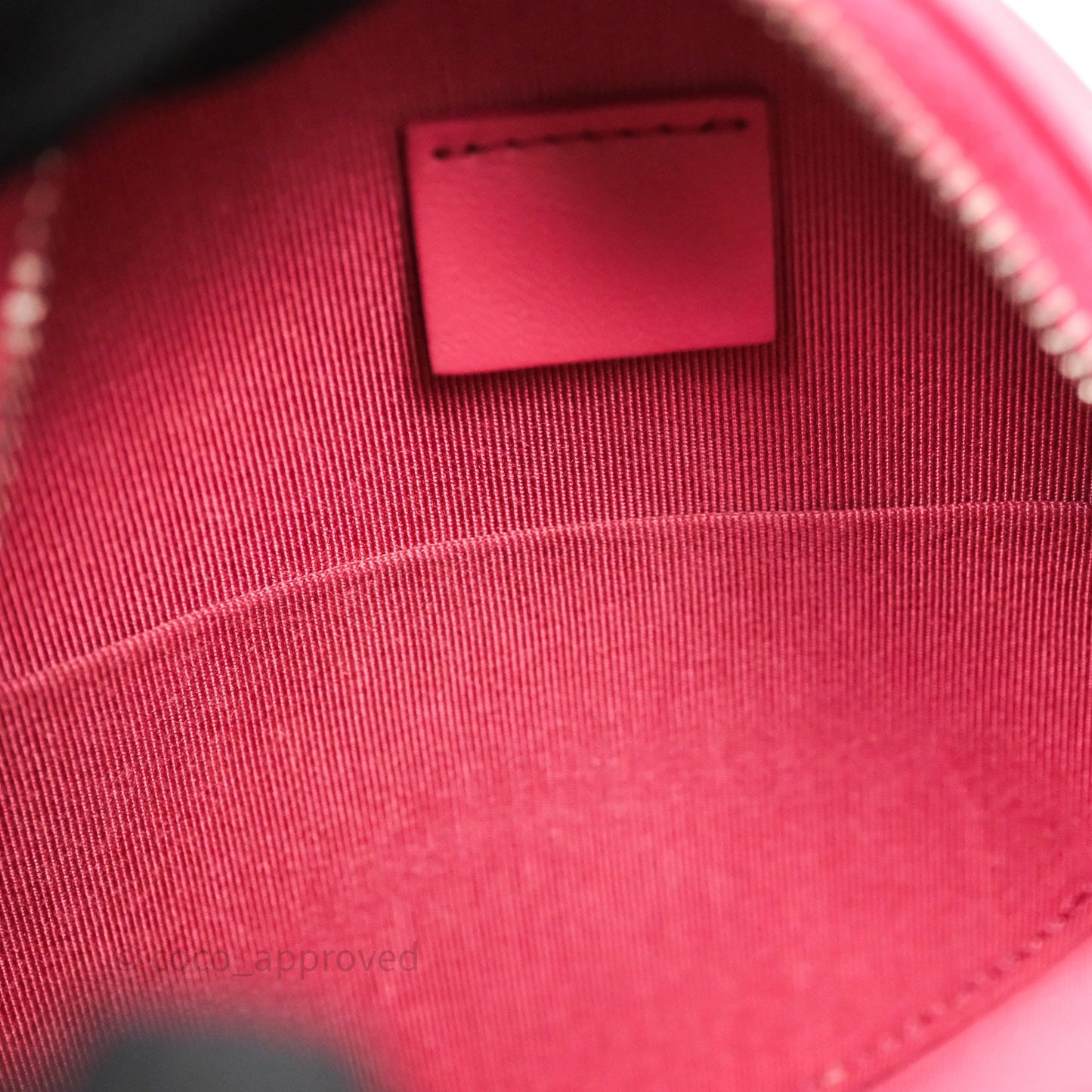 Chanel Quilted Round Clutch With Chain Dark Pink Lambskin Gold Hardware
