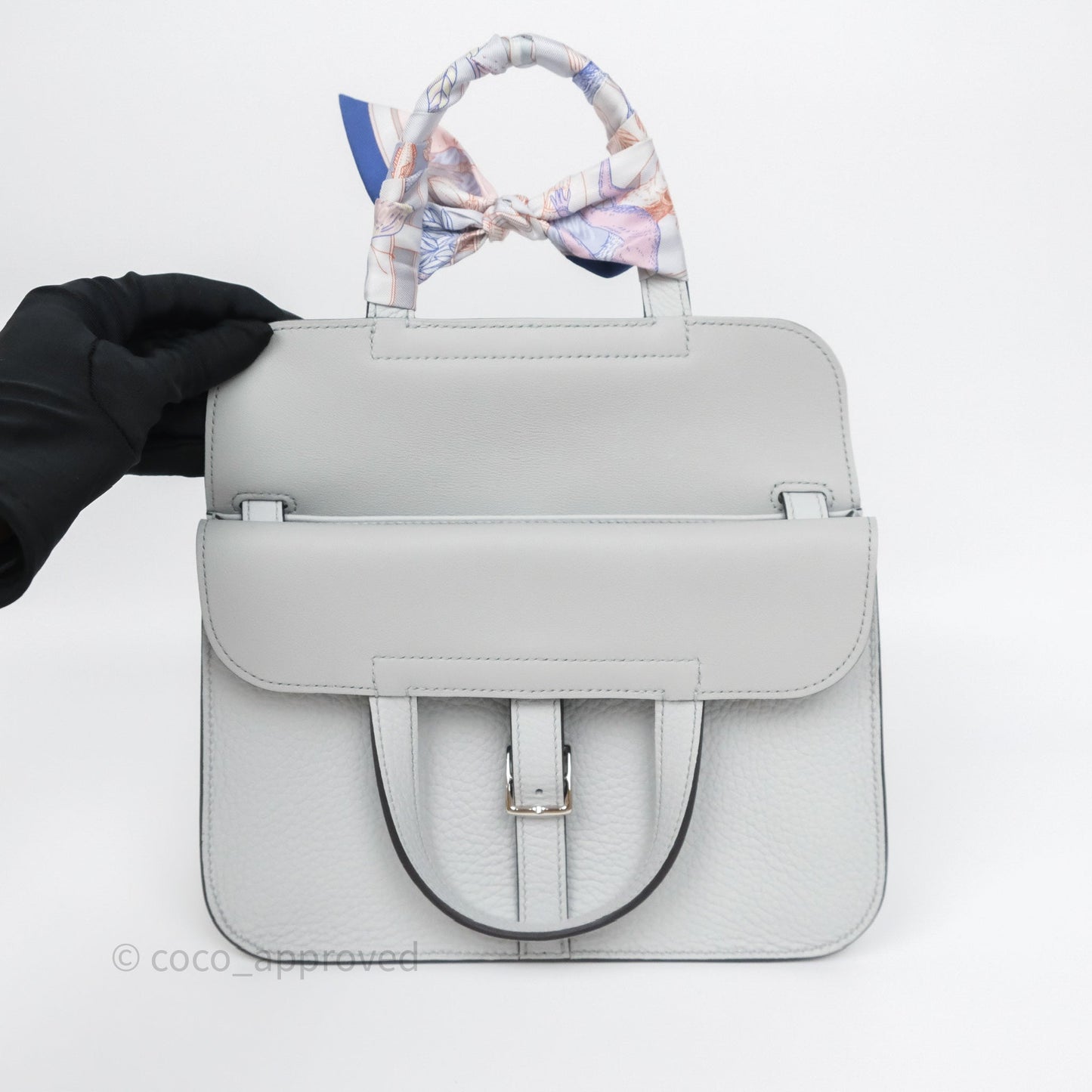 Hermès Halzan 25 Bleu Pale 08 Clemence Palladium Hardware