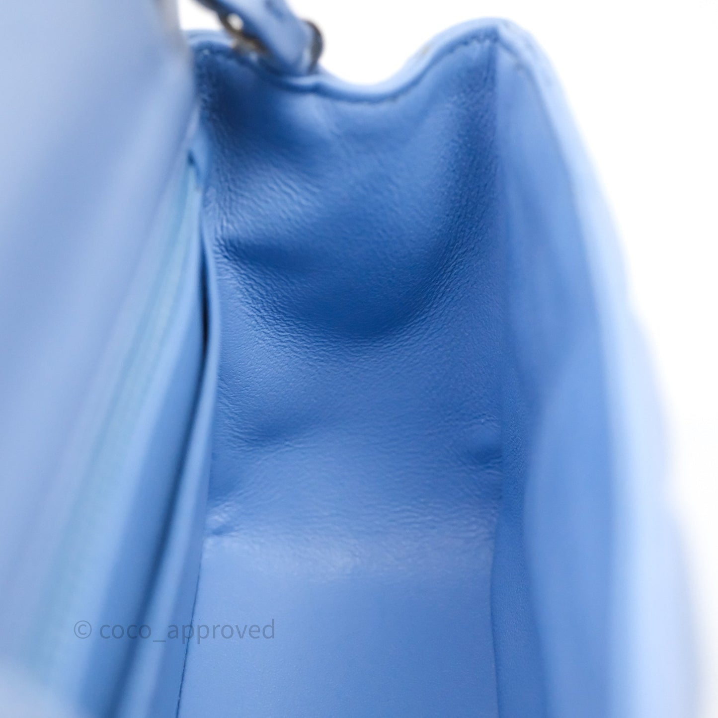 Chanel Mini Square Quilted Sky Blue Lambskin Gold Hardware