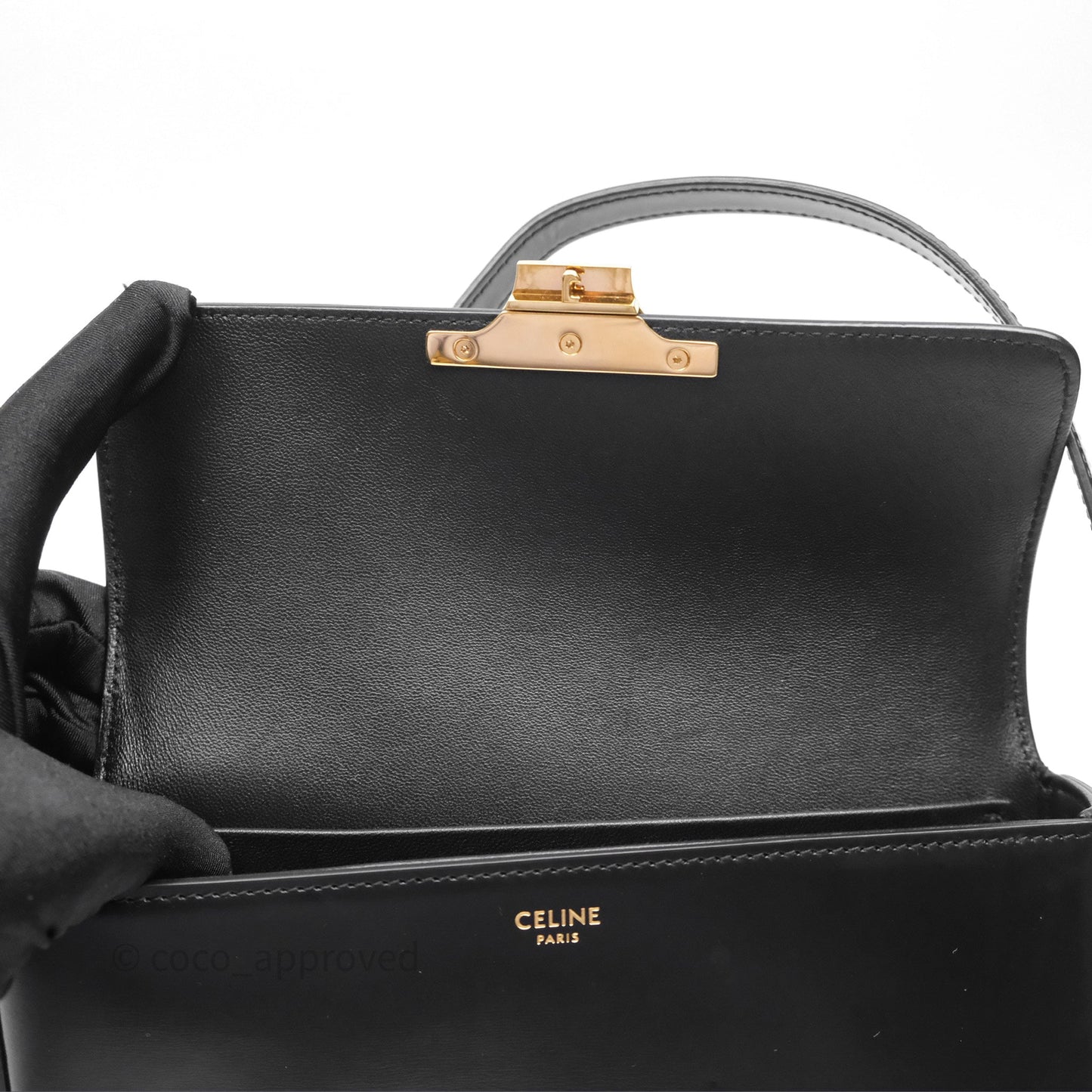 Celine Triomphe Shoulder Bag Black Calfskin
