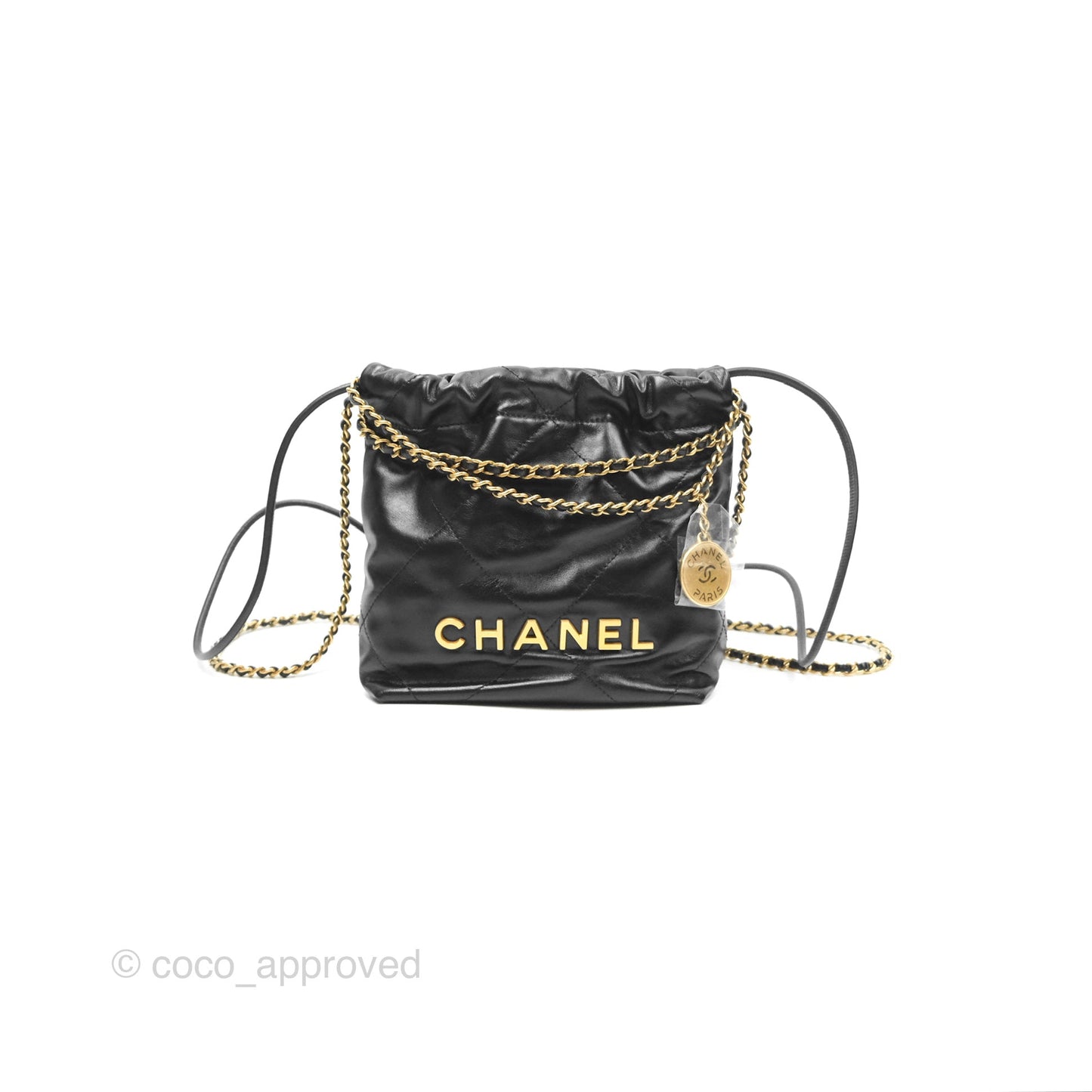 Chanel 22 Mini Bag Black Shiny Crumpled Calfskin