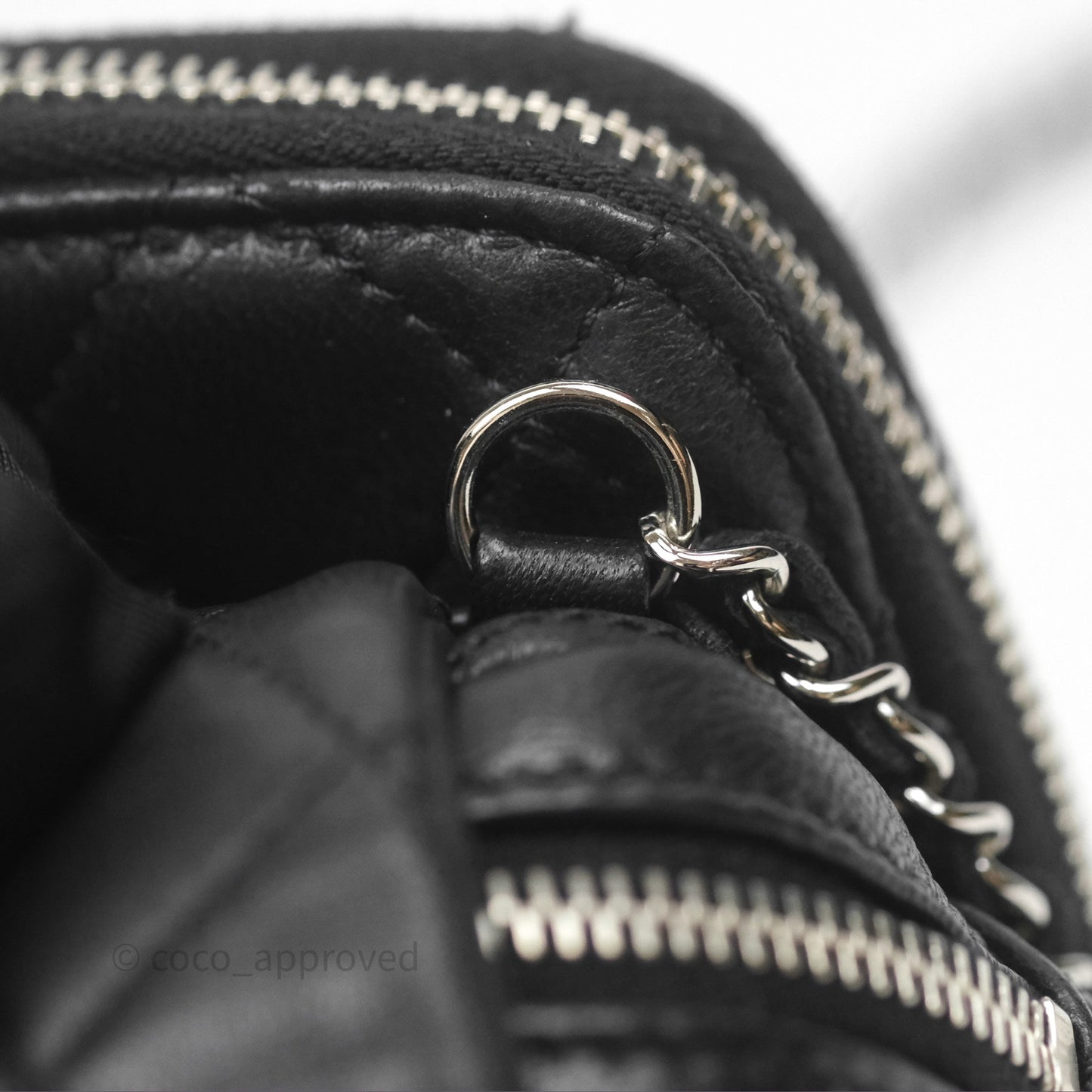 Chanel Mini Quilted Double Pouch Bag Lambskin Sliver Hardware