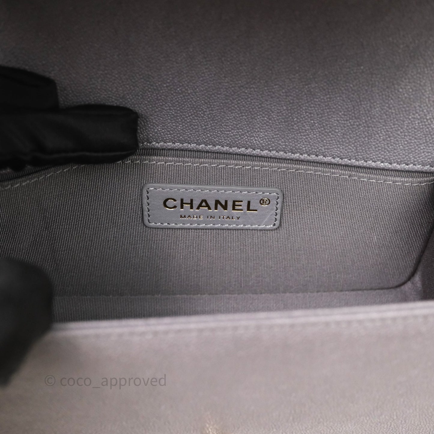Chanel Small Boy Dark Grey Caviar Gold Hardware