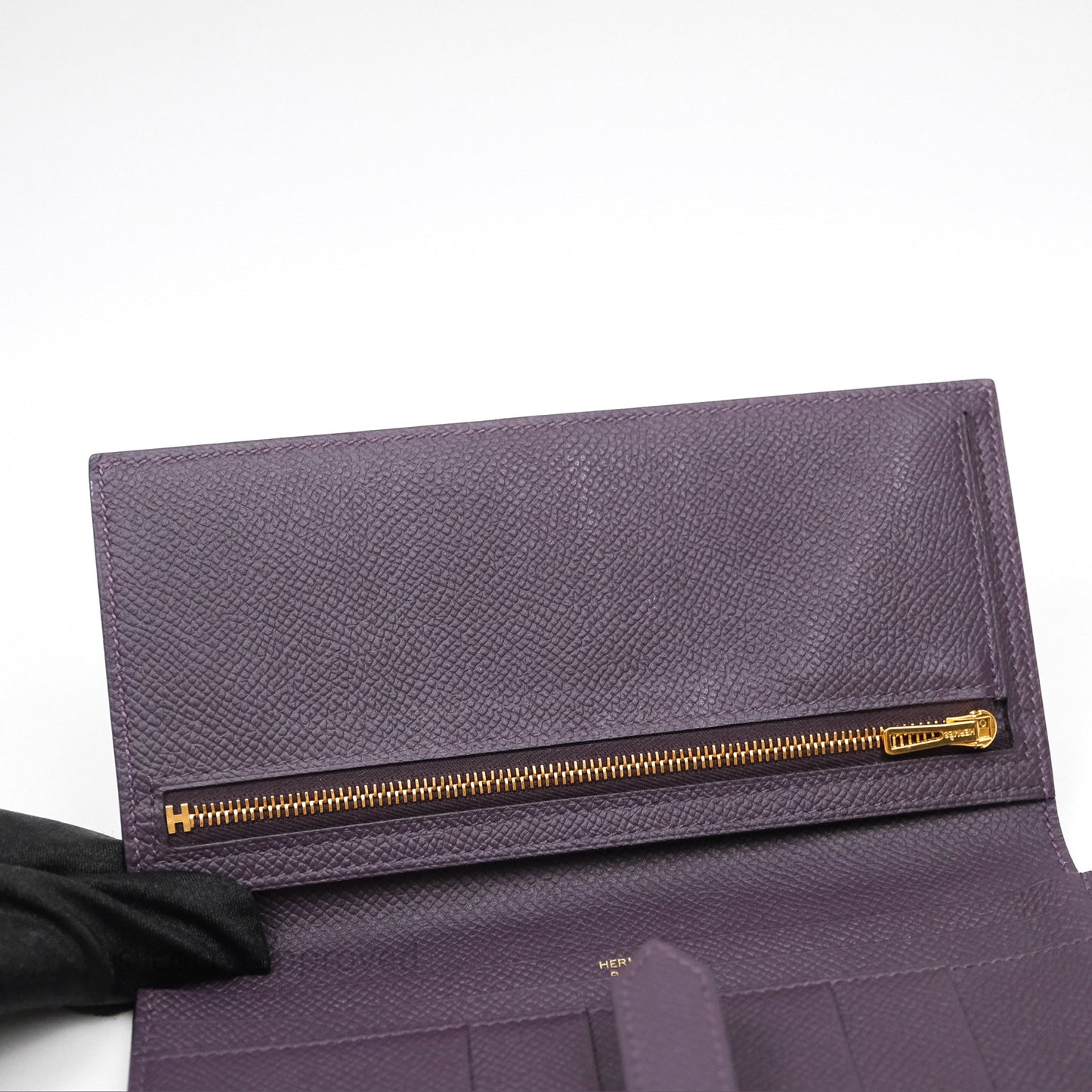 Hermès Bearn Soufflet Wallet Raisin 59 Epsom Gold Hardware