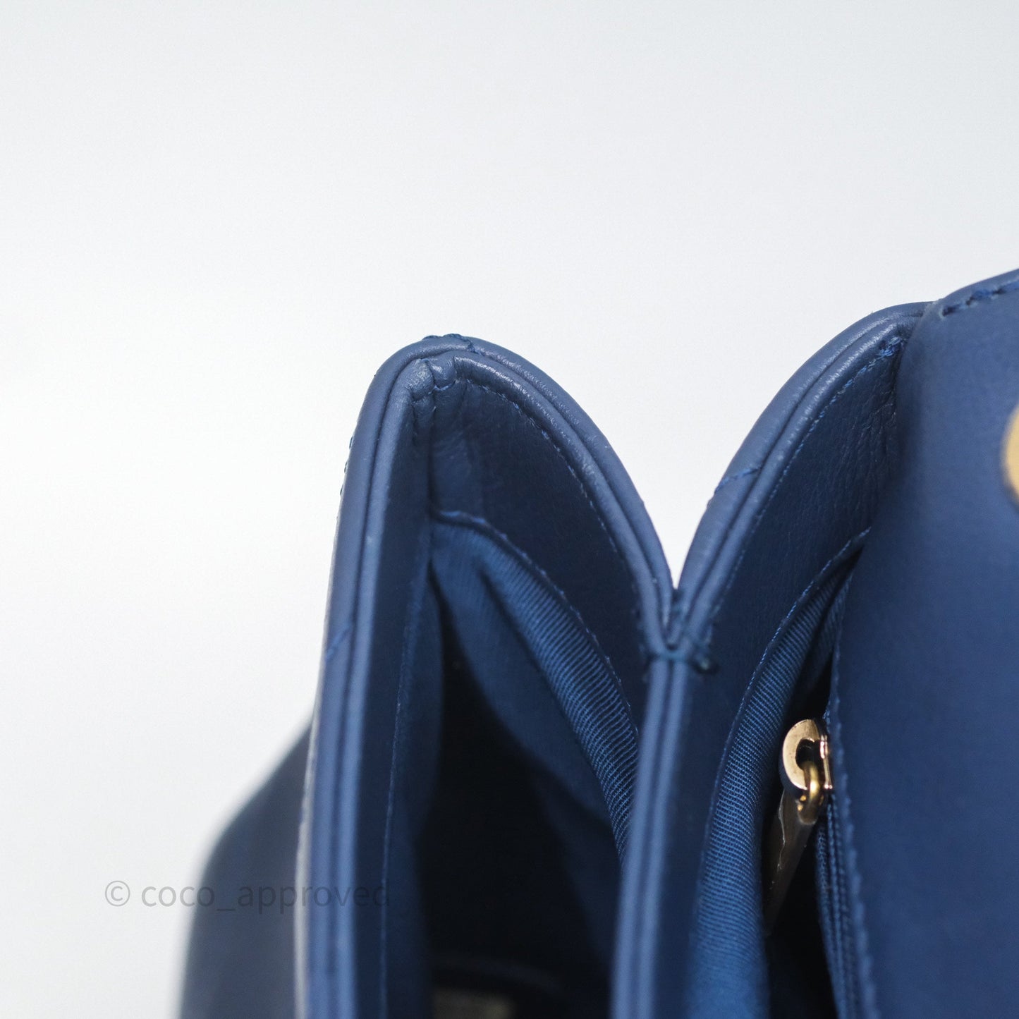 Chanel Small Chevron Python Chic Top Handle Flap Blue Calfskin Gold Hardware