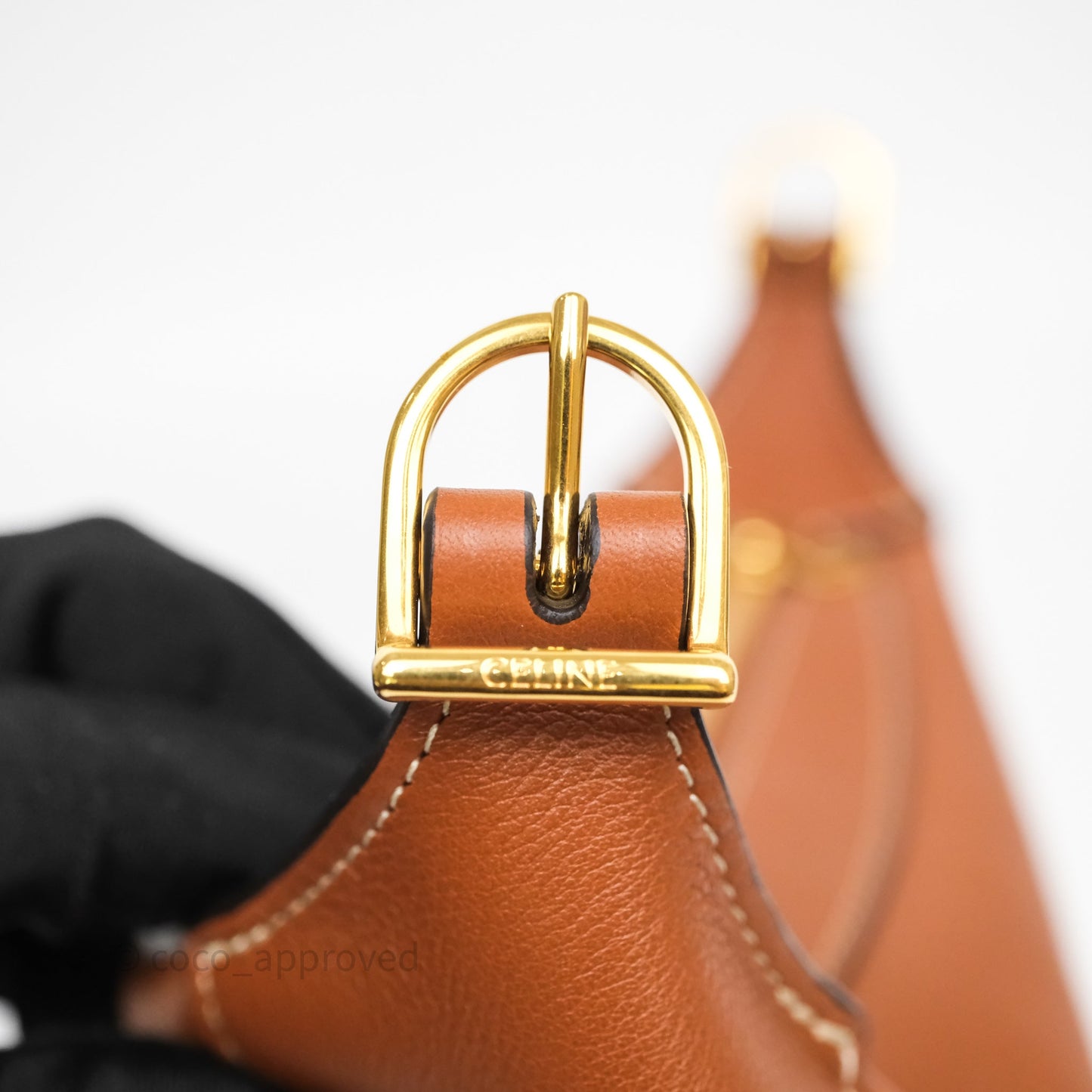 Celine Mini Romy Shoulder Bag Tan Calfskin Gold Hardware