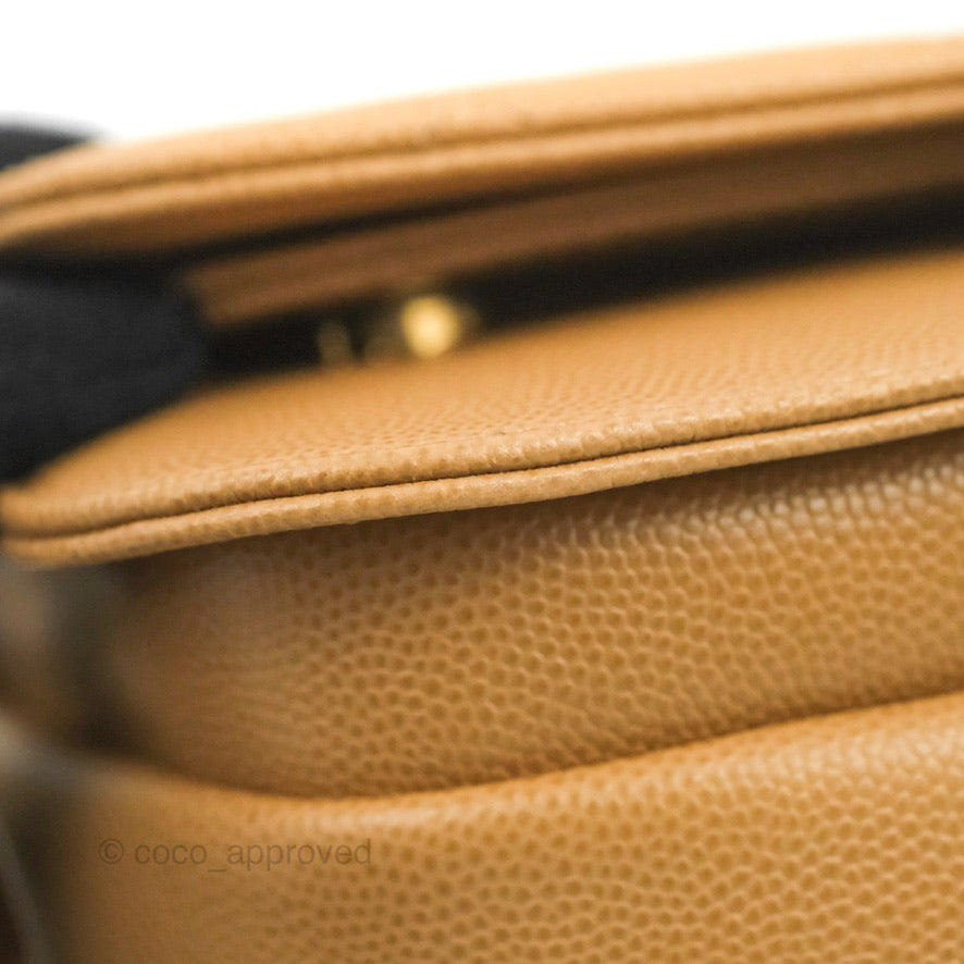 Chanel Mini Messenger Bag Beige Caviar Gold Hardware 21K