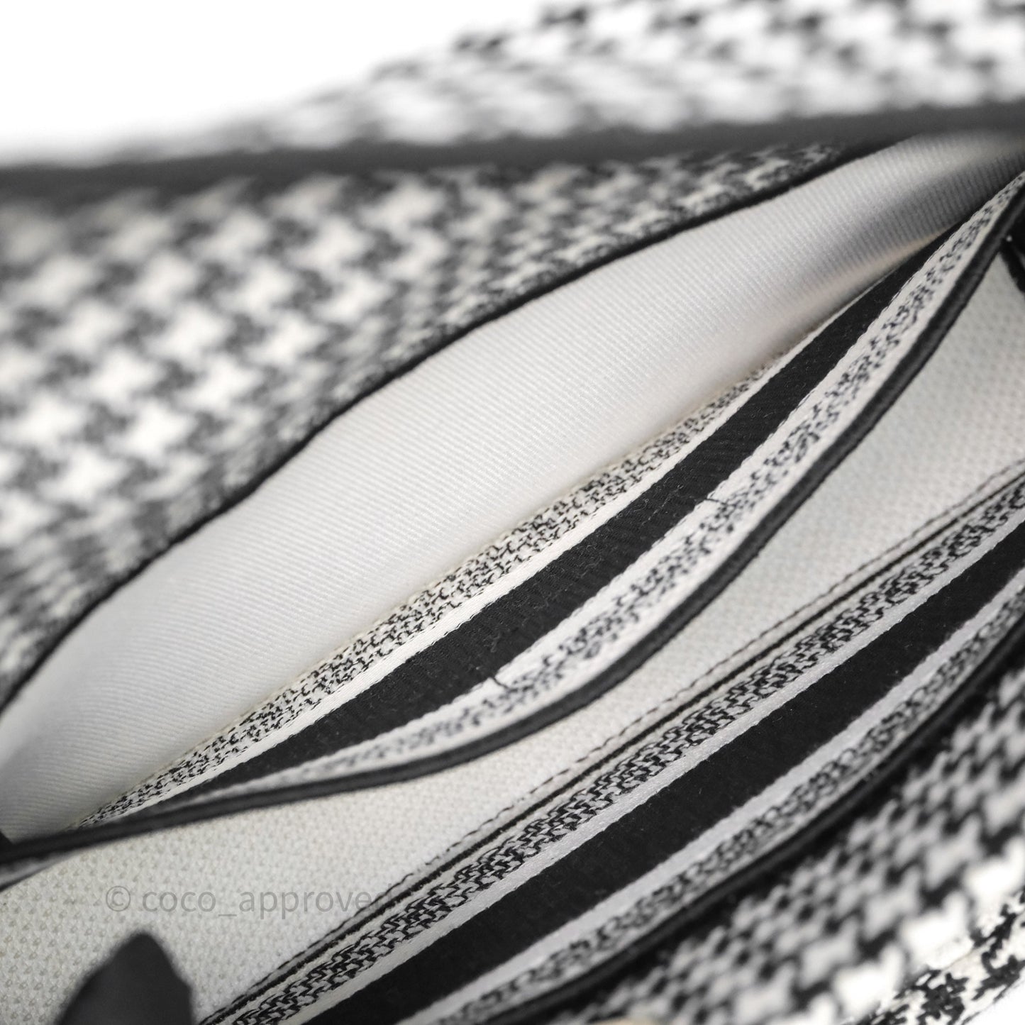 Christian Dior Medium Lady D-Joy Bag Black White Houndstooth Gold Hardware