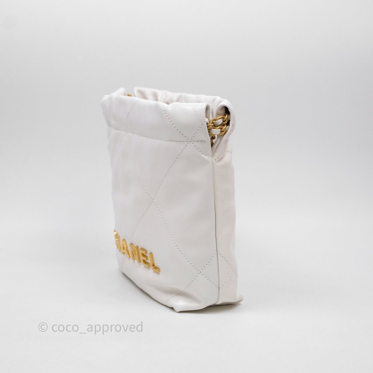 Chanel 22 Mini Bag White Shiny Crumpled Calfskin