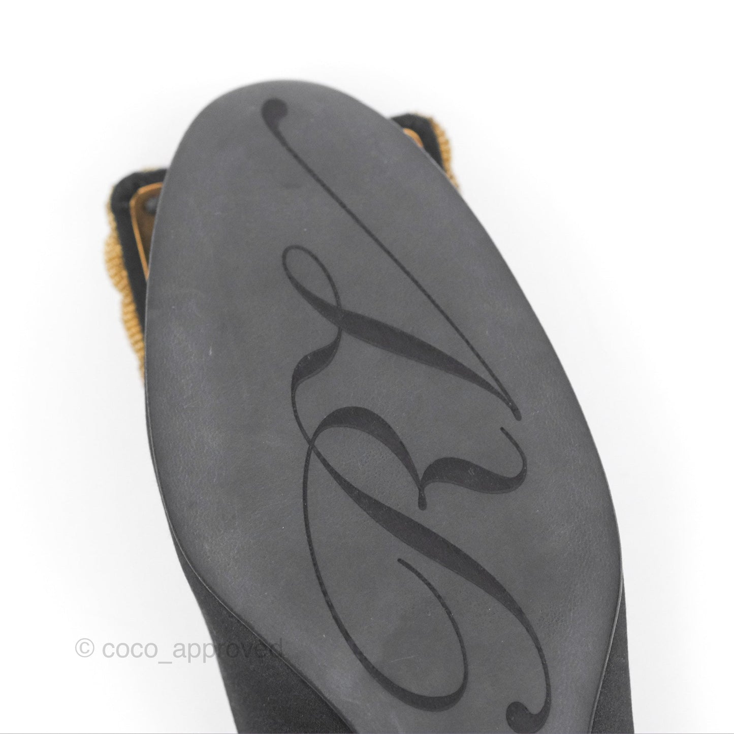 Roger Vivier Ballet Flats Black Satin Gold Hardware Size 36.5