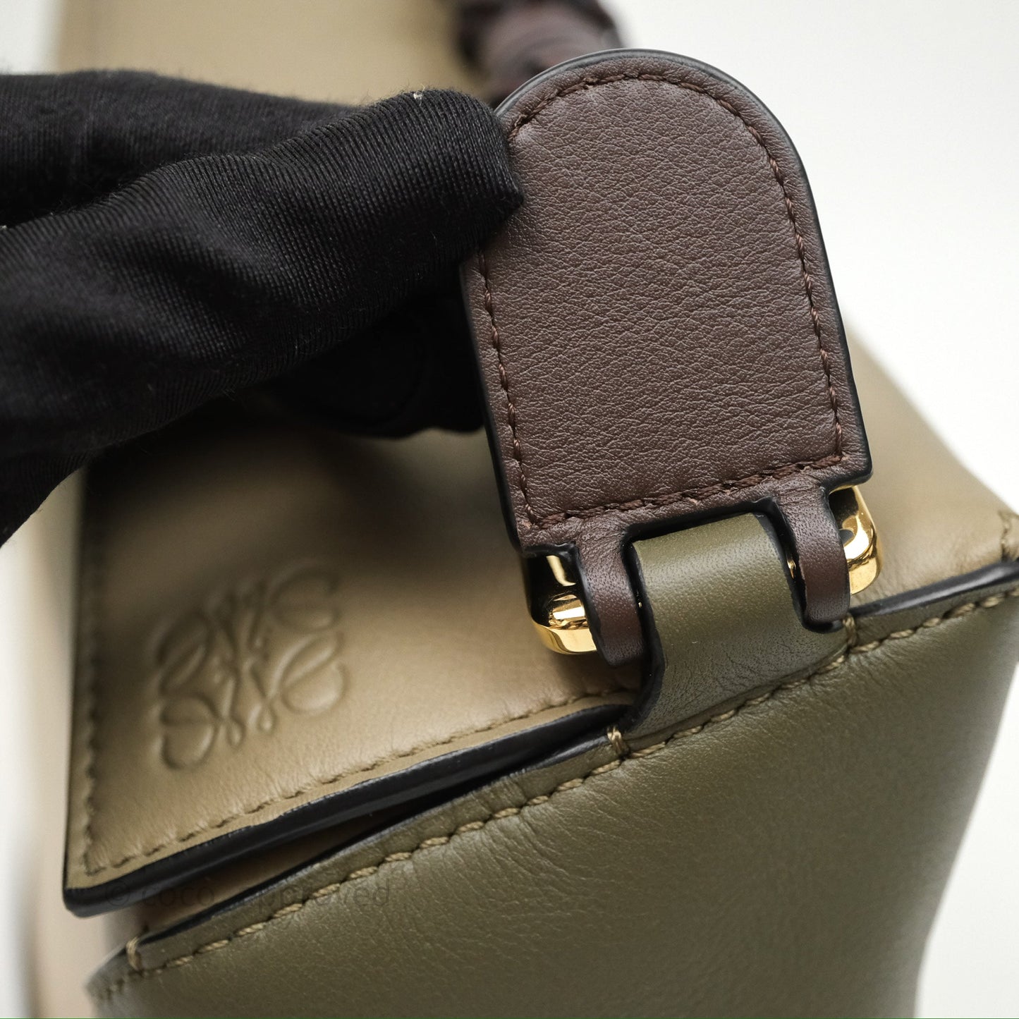 Loewe Small Puzzle Edge Bag Laurel Green/Light Oat Calfskin