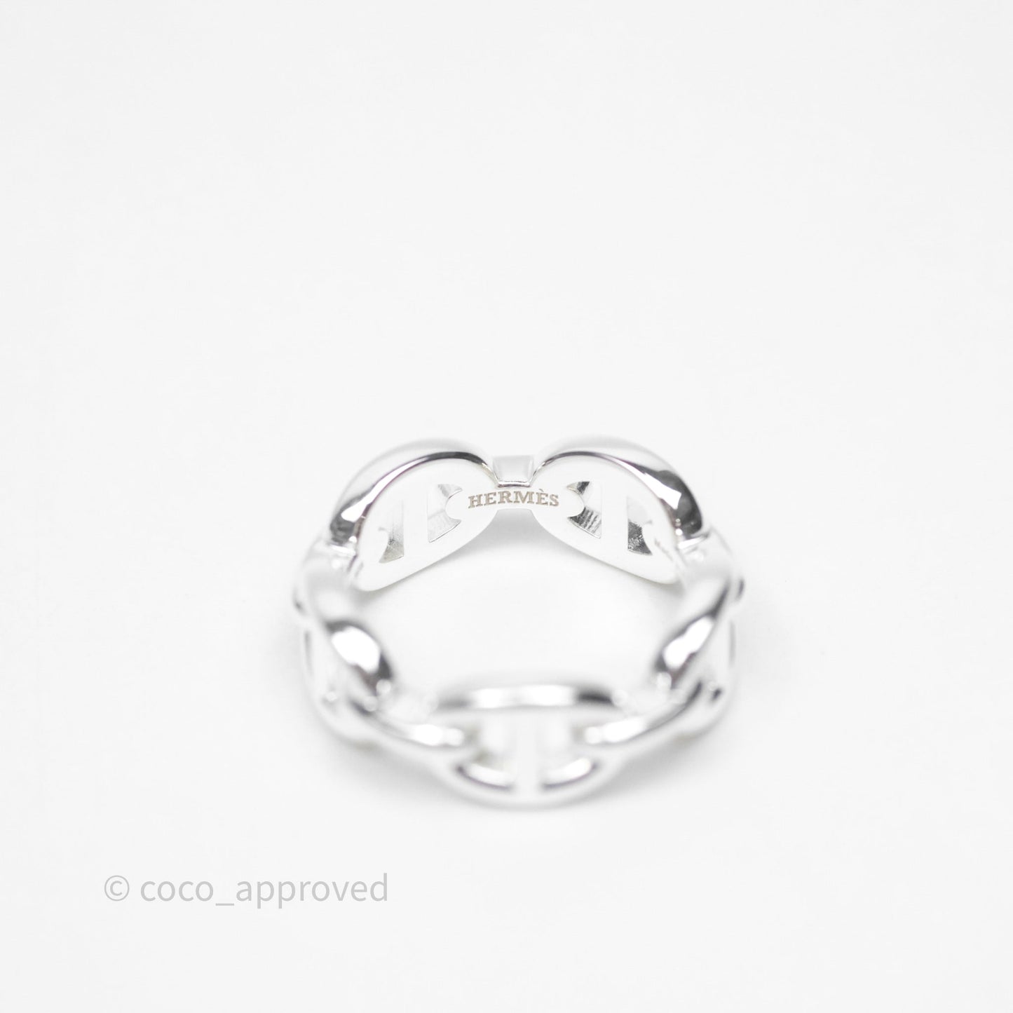 Hermès Sterling Silver PM Chaine d'Ancre Enchainee Band Ring Size 51