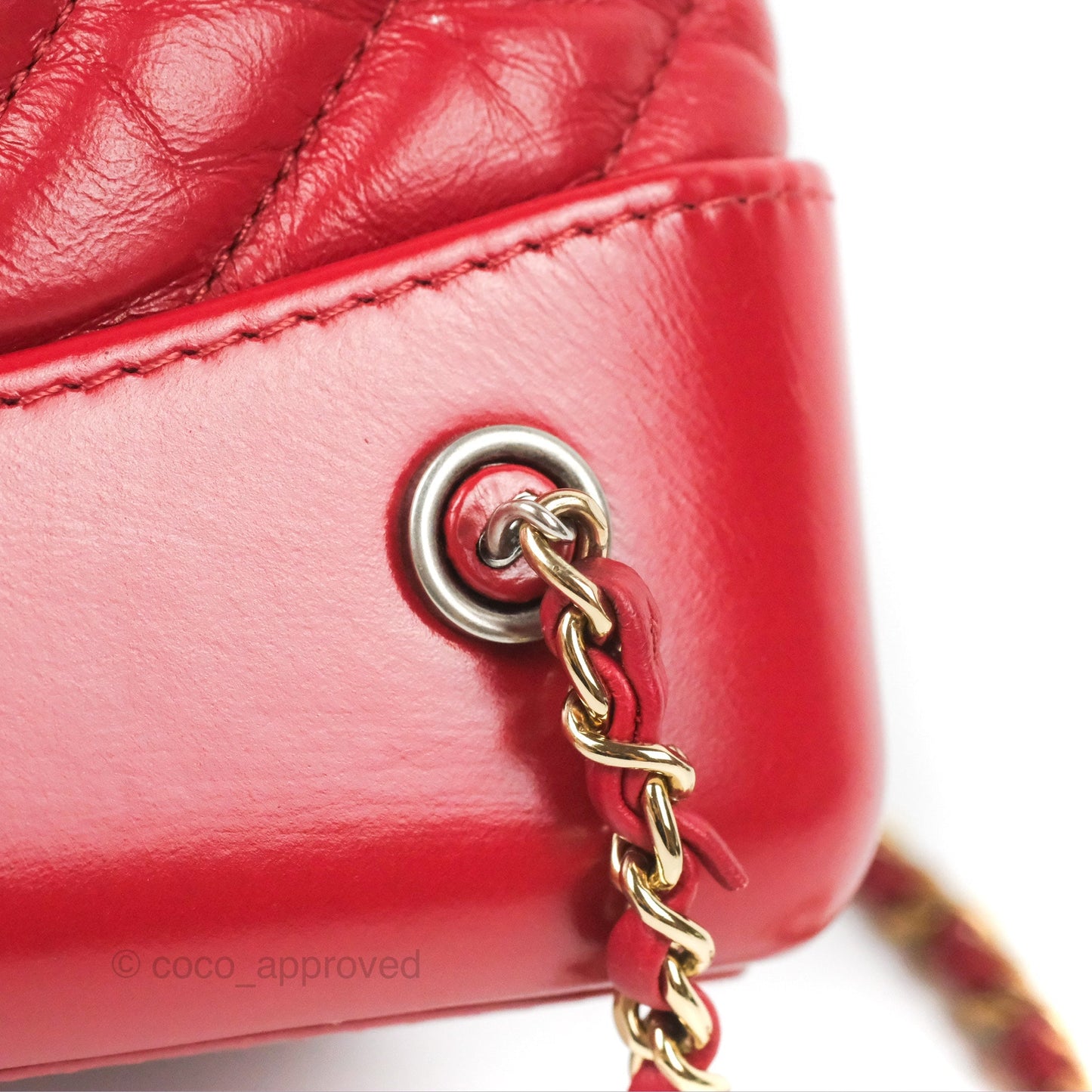 Chanel Small Chevron Gabrielle Backpack Dark Pink Aged Calfskin