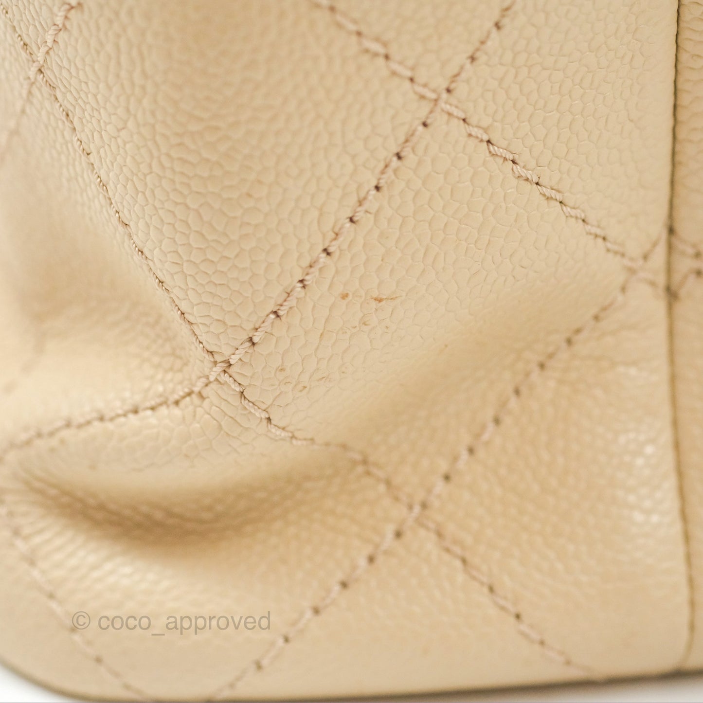 Chanel Large Fever Shopping Tote Quilted Beige Black Caviar