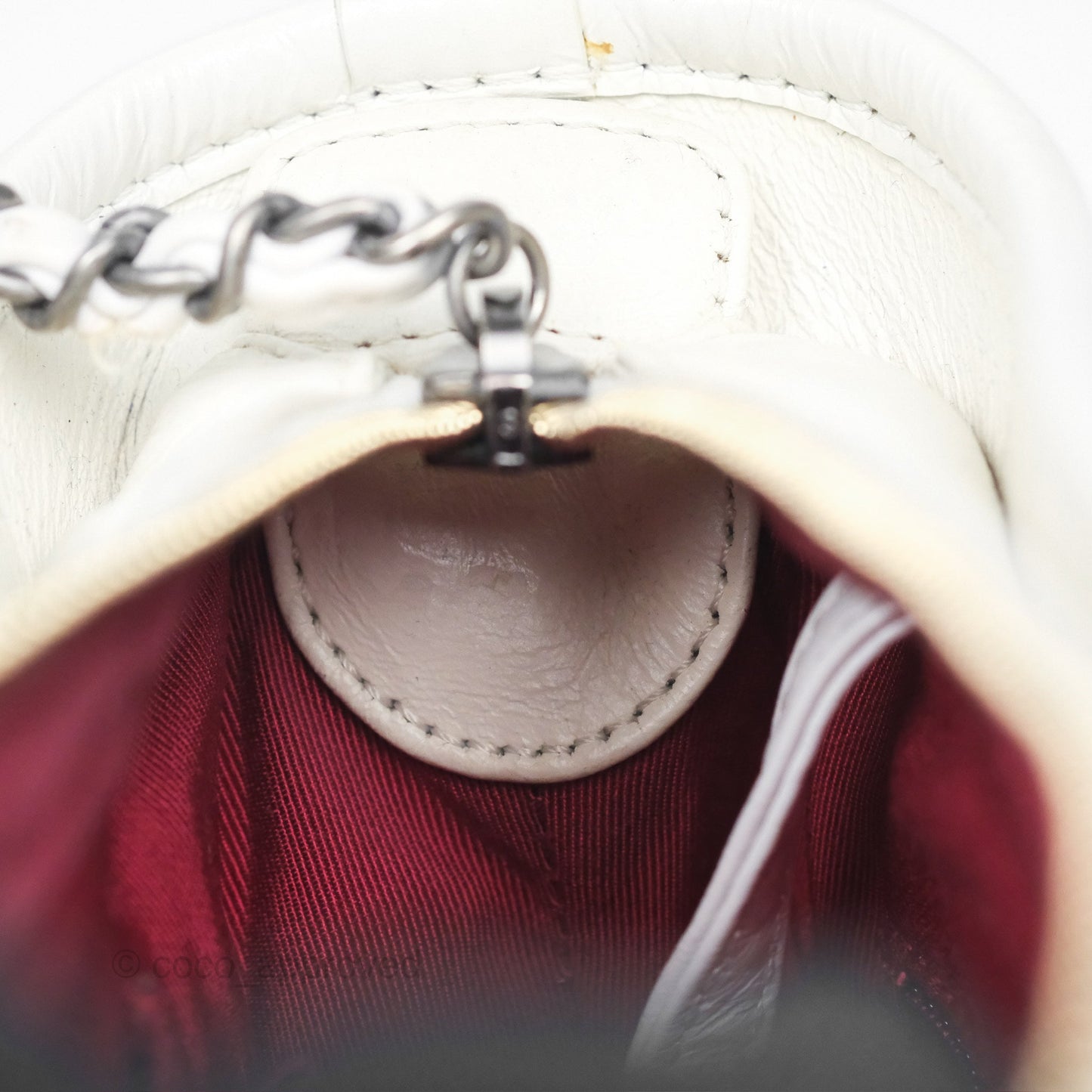 Chanel Small Gabrielle Hobo Quilted White Aged Calfskin