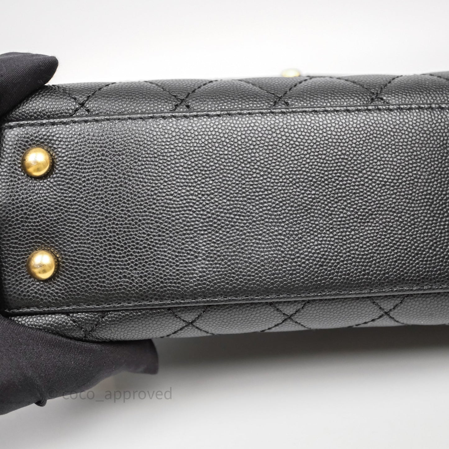 Chanel Small Coco Handle Black Caviar Aged Gold Hardware Braided Handle