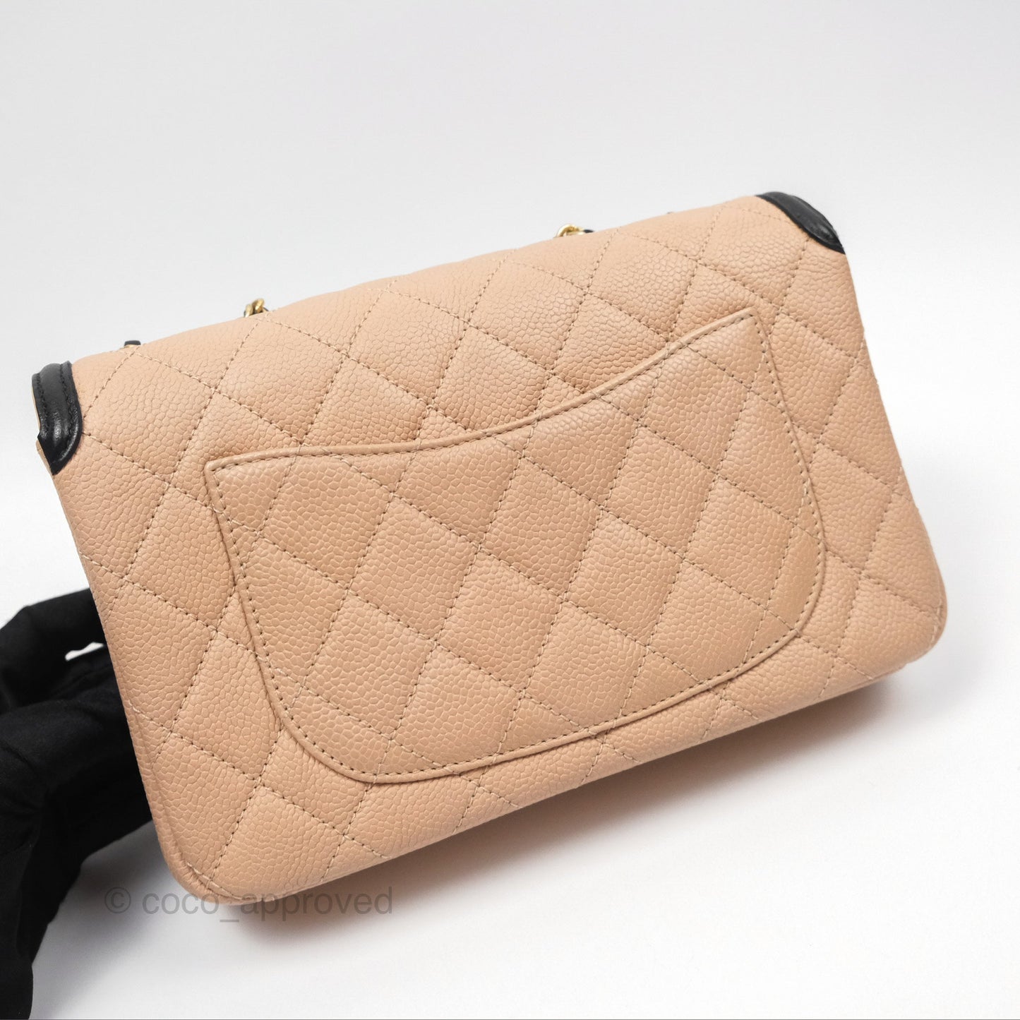 Chanel Quilted Small CC Filigree Flap Beige Black Caviar