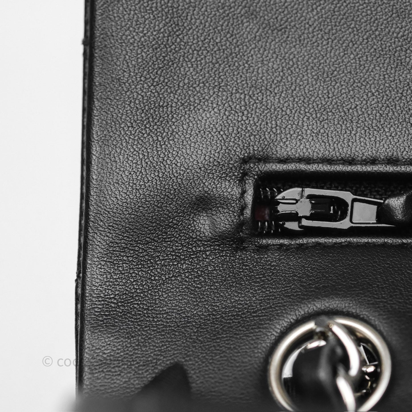 Chanel Classic M/L Medium Flap Quilted Black Lambskin Silver Hardware