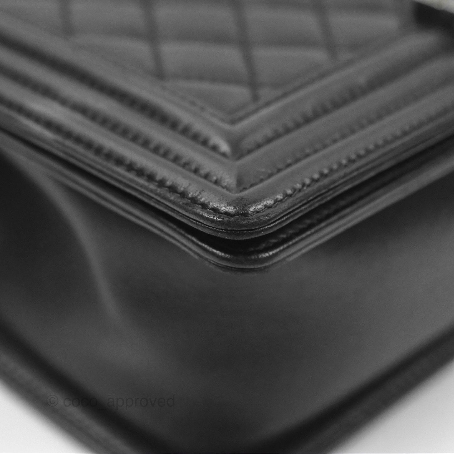 Chanel Quilted Medium Boy Black Calfskin Ruthenium Hardware