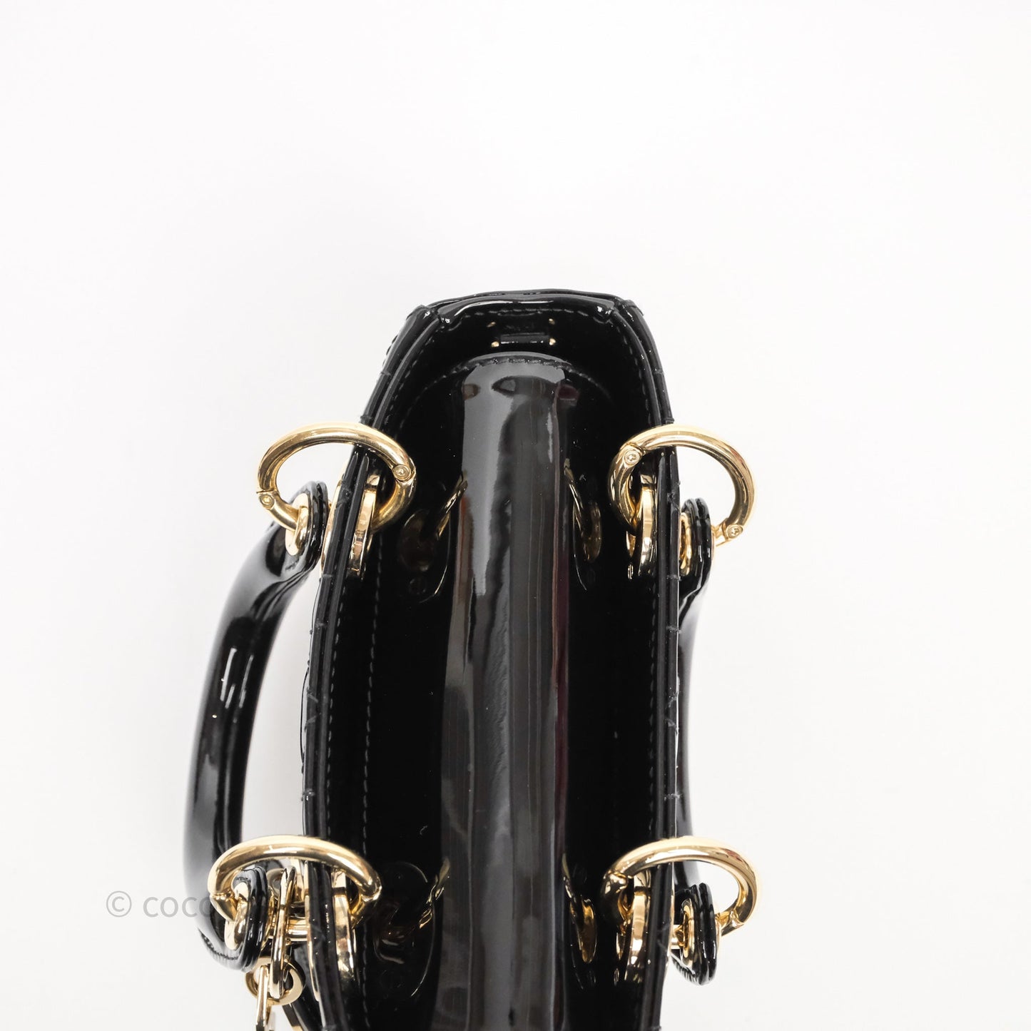 Christian Dior Micro Lady D-Joy Bag Black Patent Cannage Calfskin Gold Hardware
