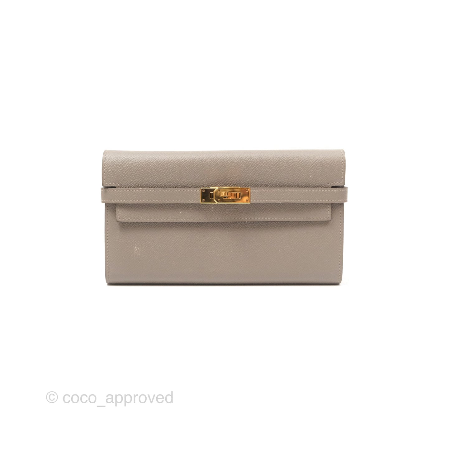 Hermès Kelly Wallet Gris Asphalte M8 Epsom Gold Hardware
